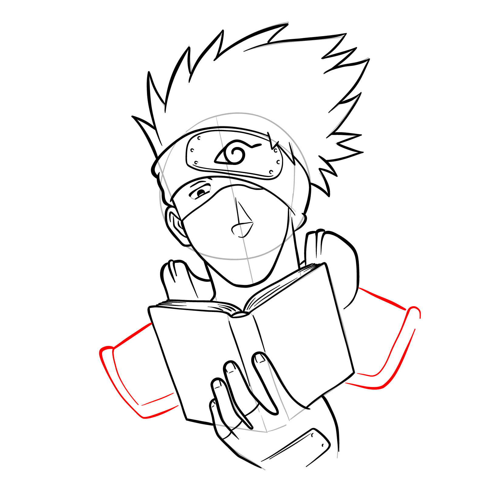 How to draw Kakashi reading a book - step 29