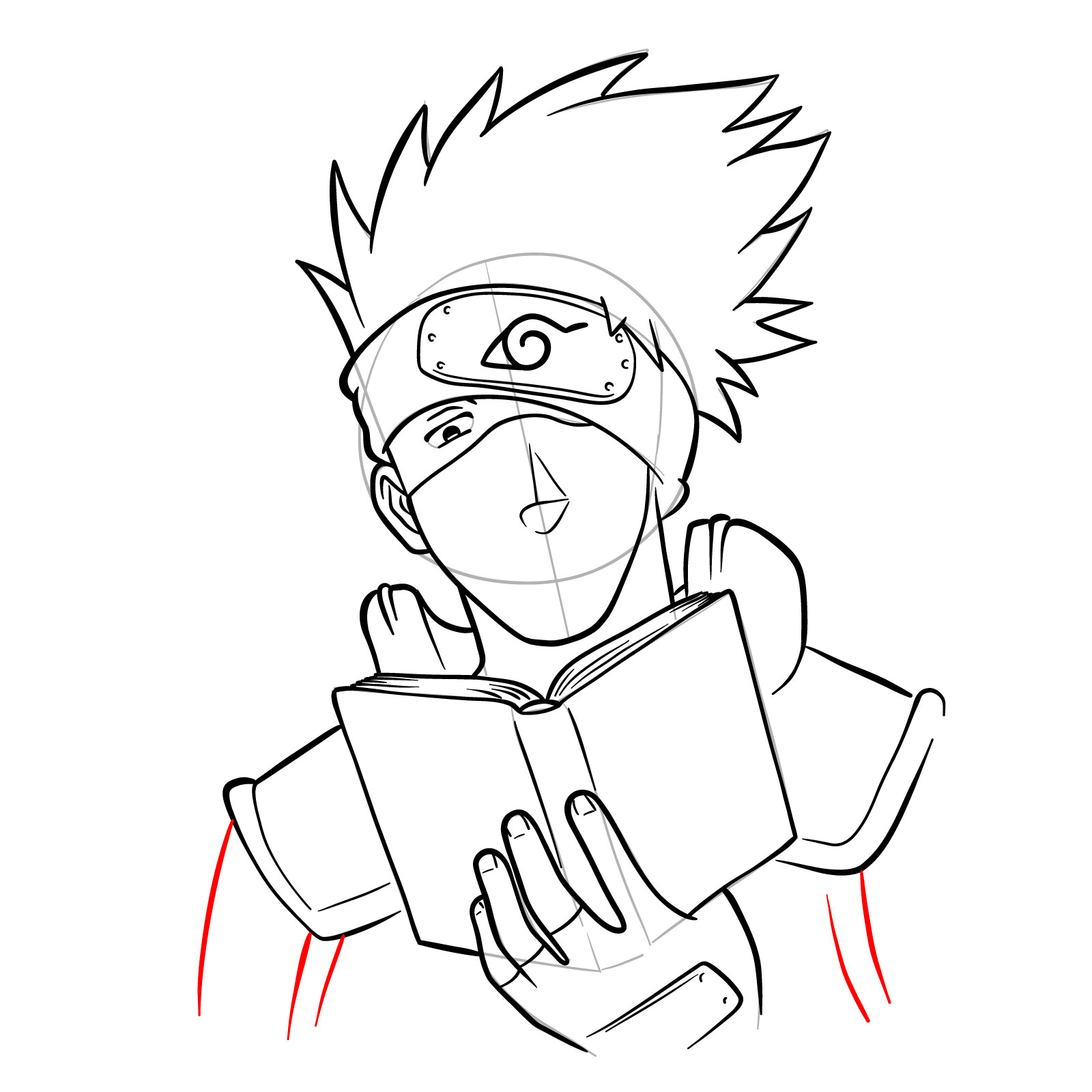 How to draw Kakashi reading a book - step 30