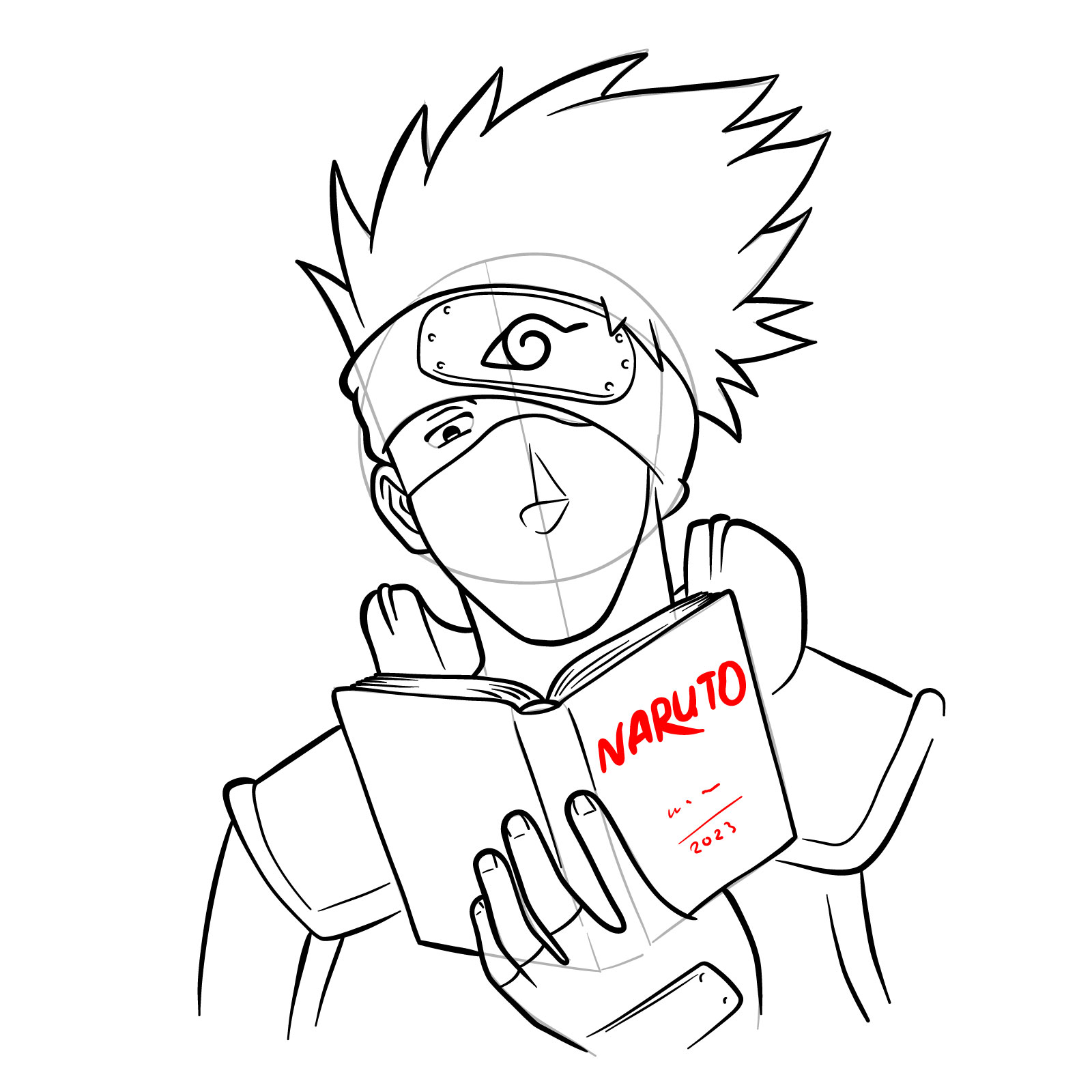 How to draw Kakashi reading a book - step 31