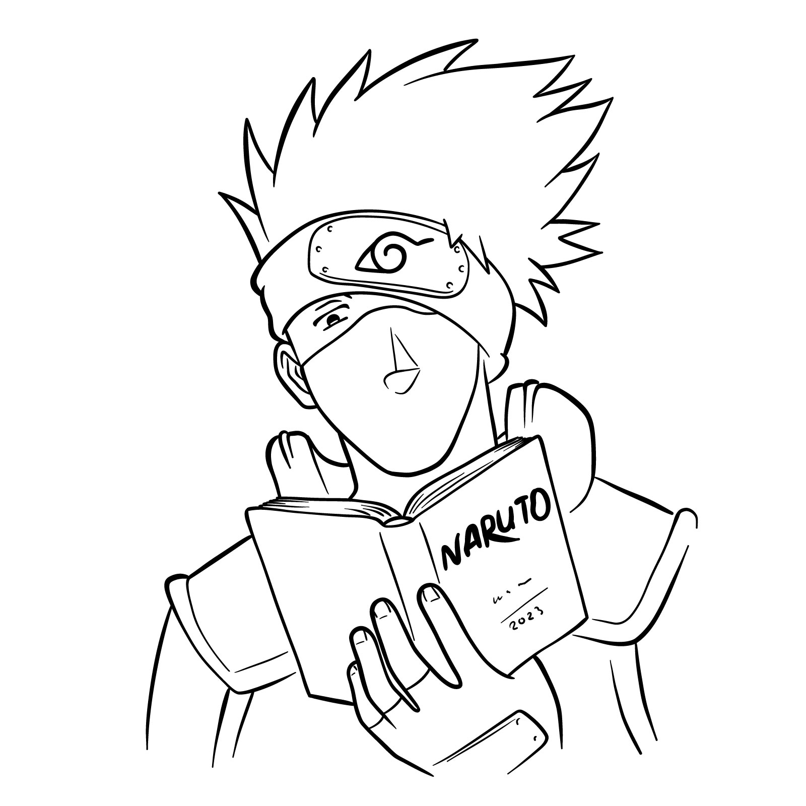 How to draw Kakashi reading a book - final step