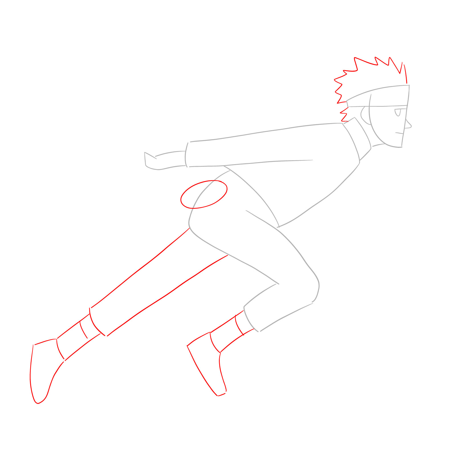 How to draw Naruto running - step 03