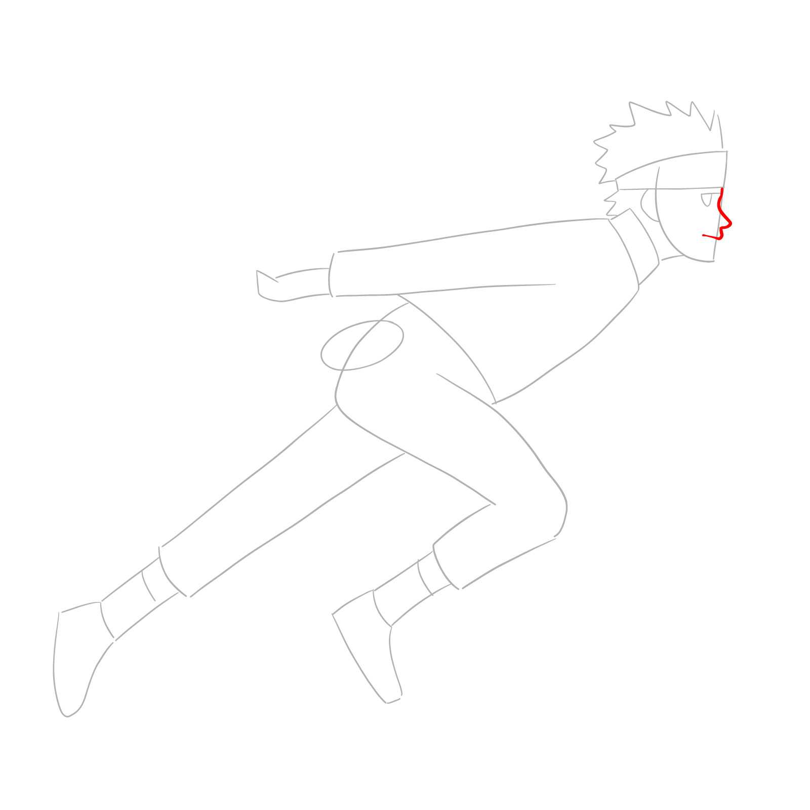 How to draw Naruto running - step 04
