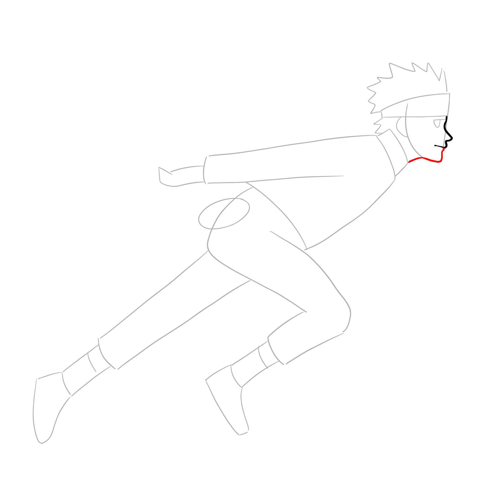 How to draw Naruto running - step 05