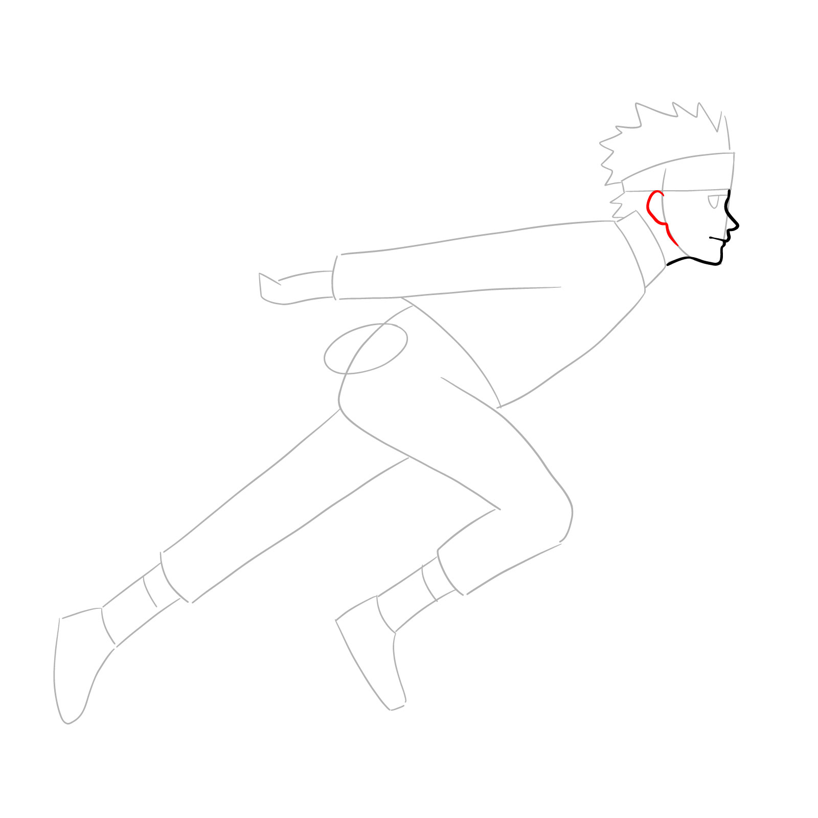How to draw Naruto running - step 06