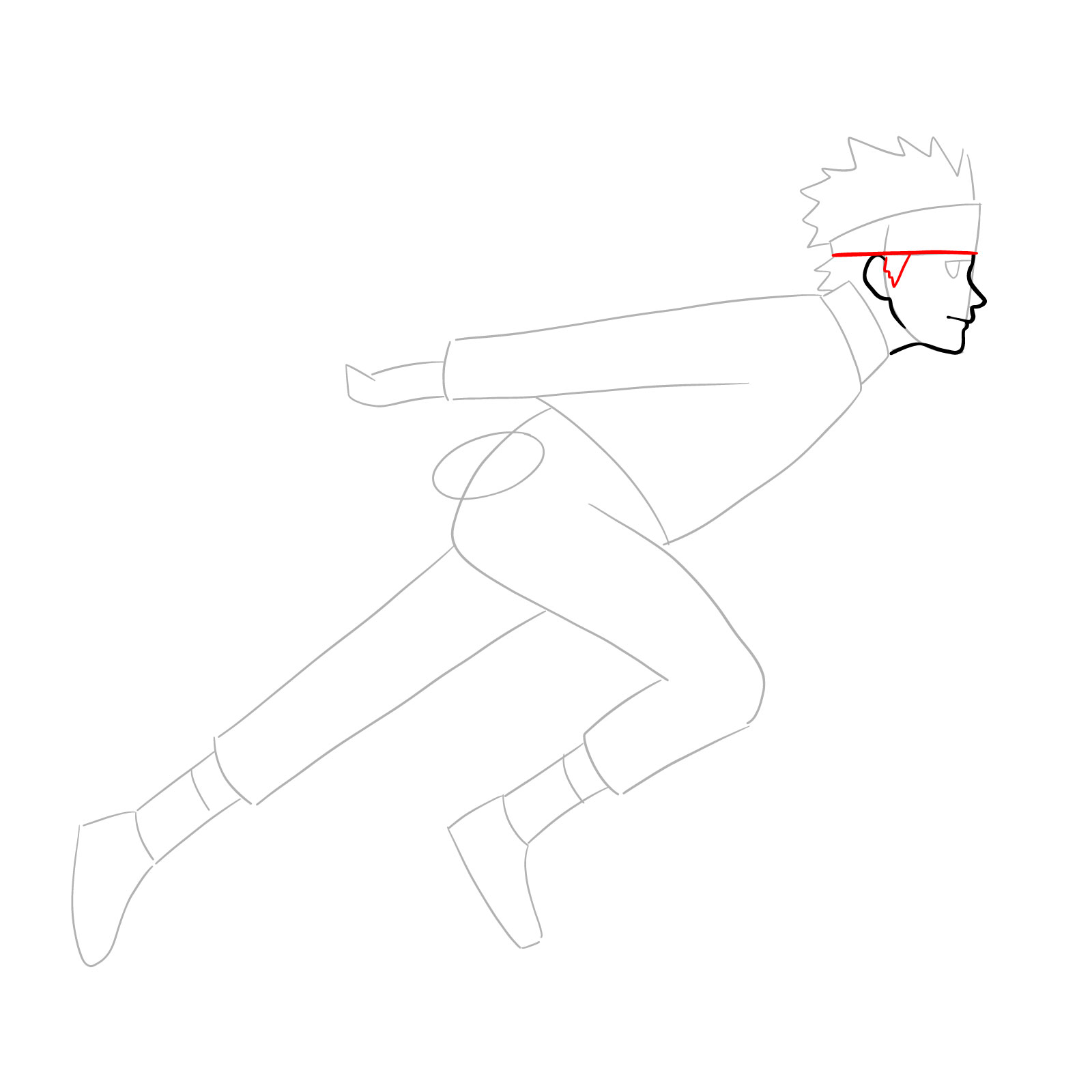 How to draw Naruto running - step 07