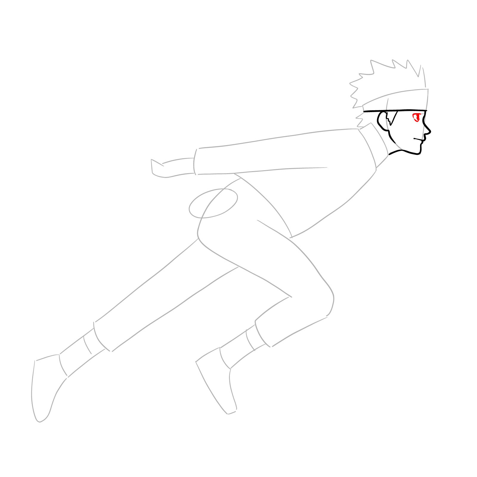 How to draw Naruto running - step 08