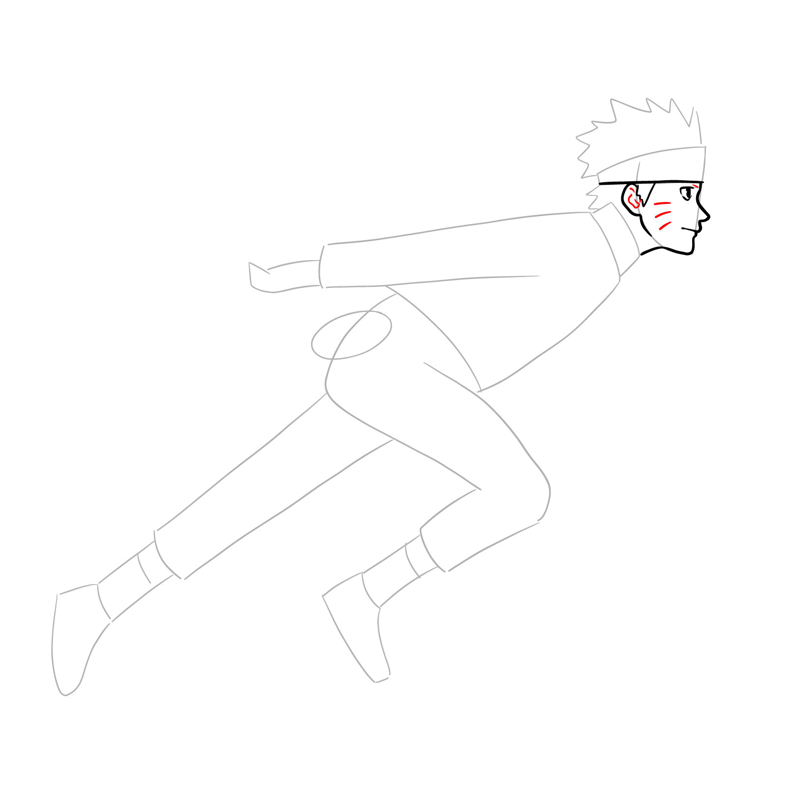 How to draw Naruto running - step 09