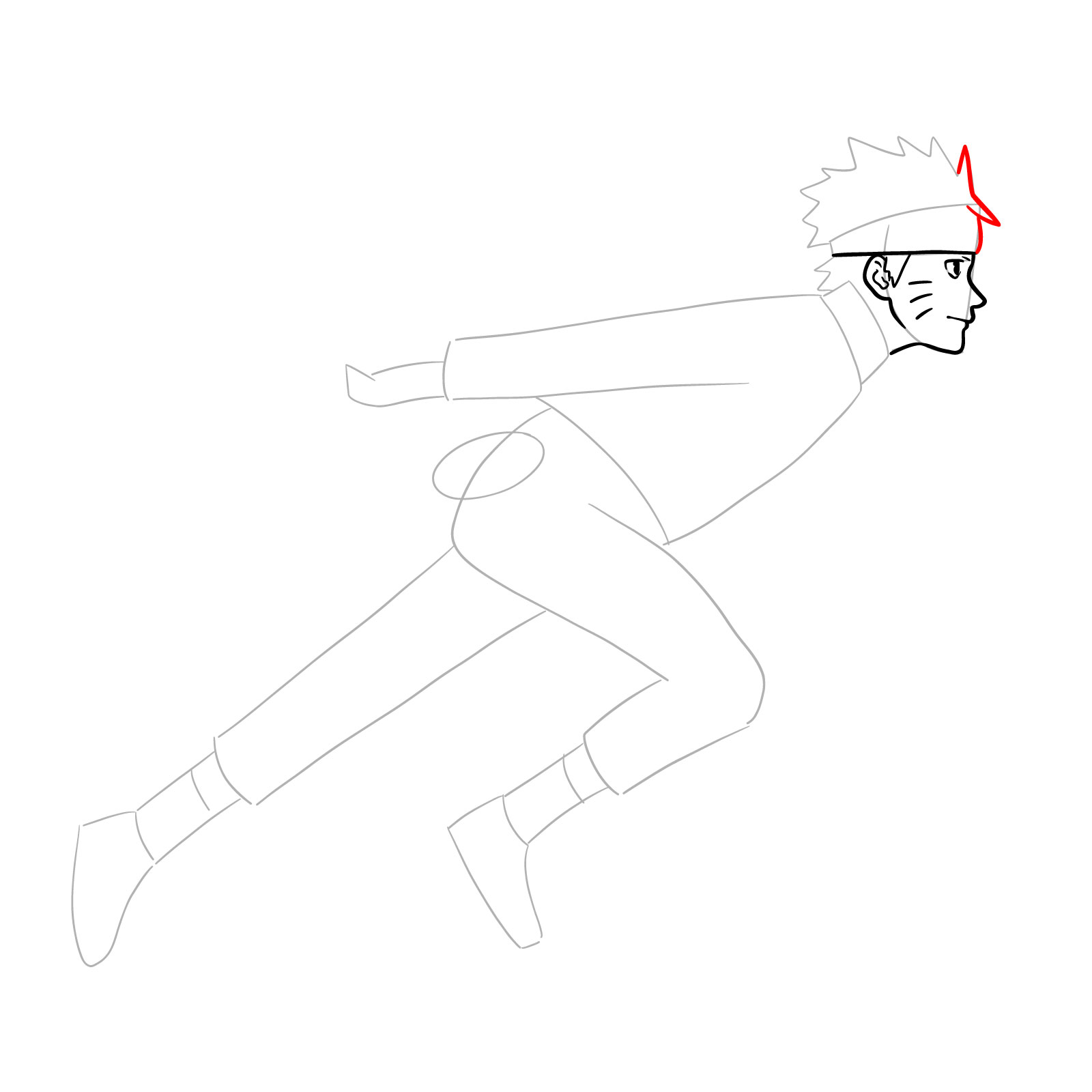 How to draw Naruto running - step 10