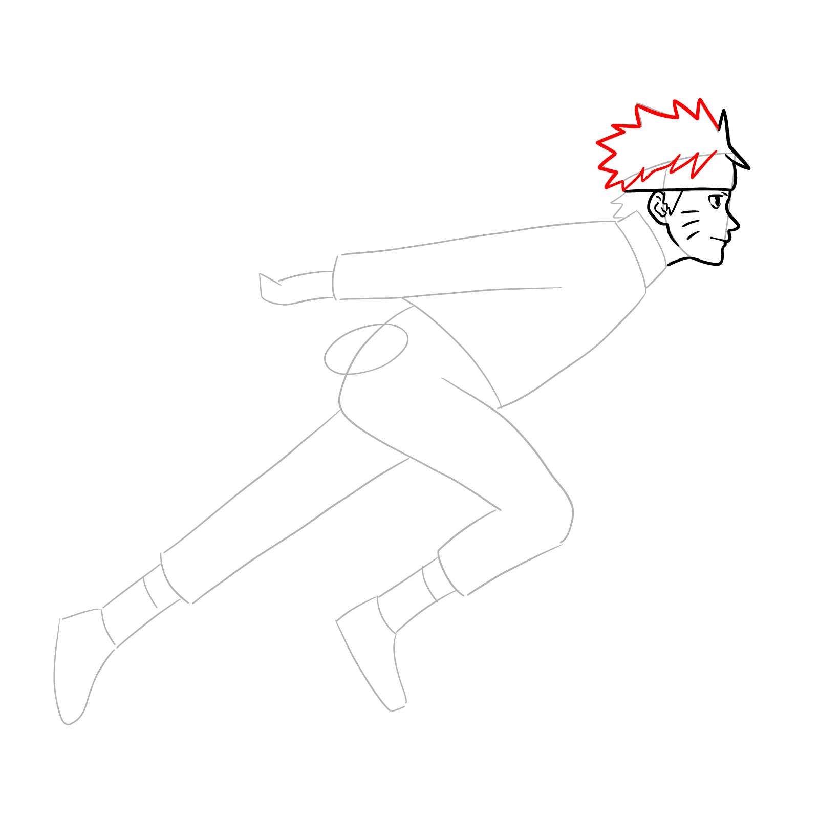 How to draw Naruto running - step 11