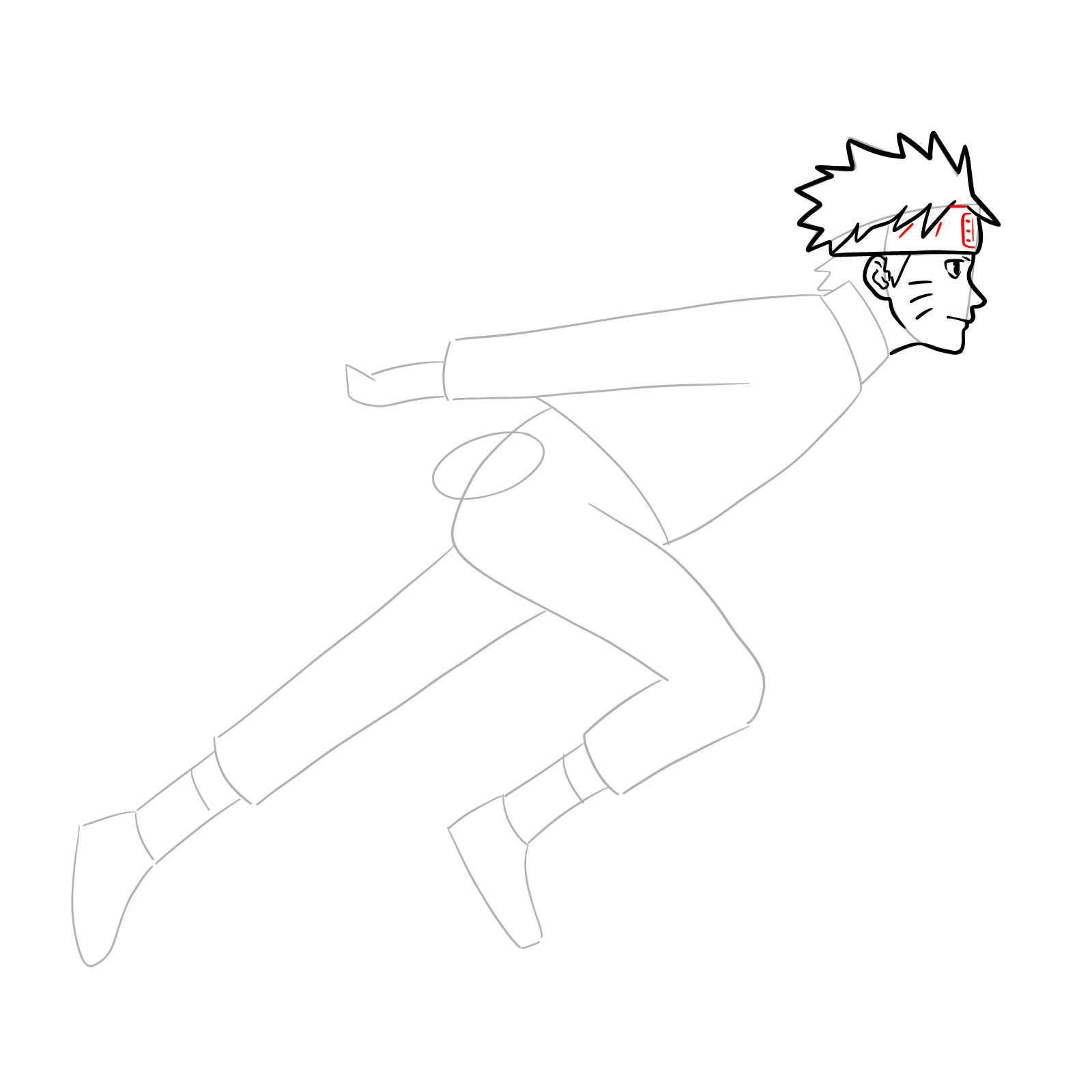 How to draw Naruto running - step 12