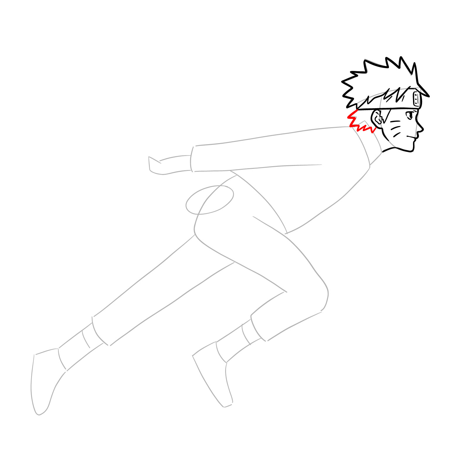 How to draw Naruto running - step 13