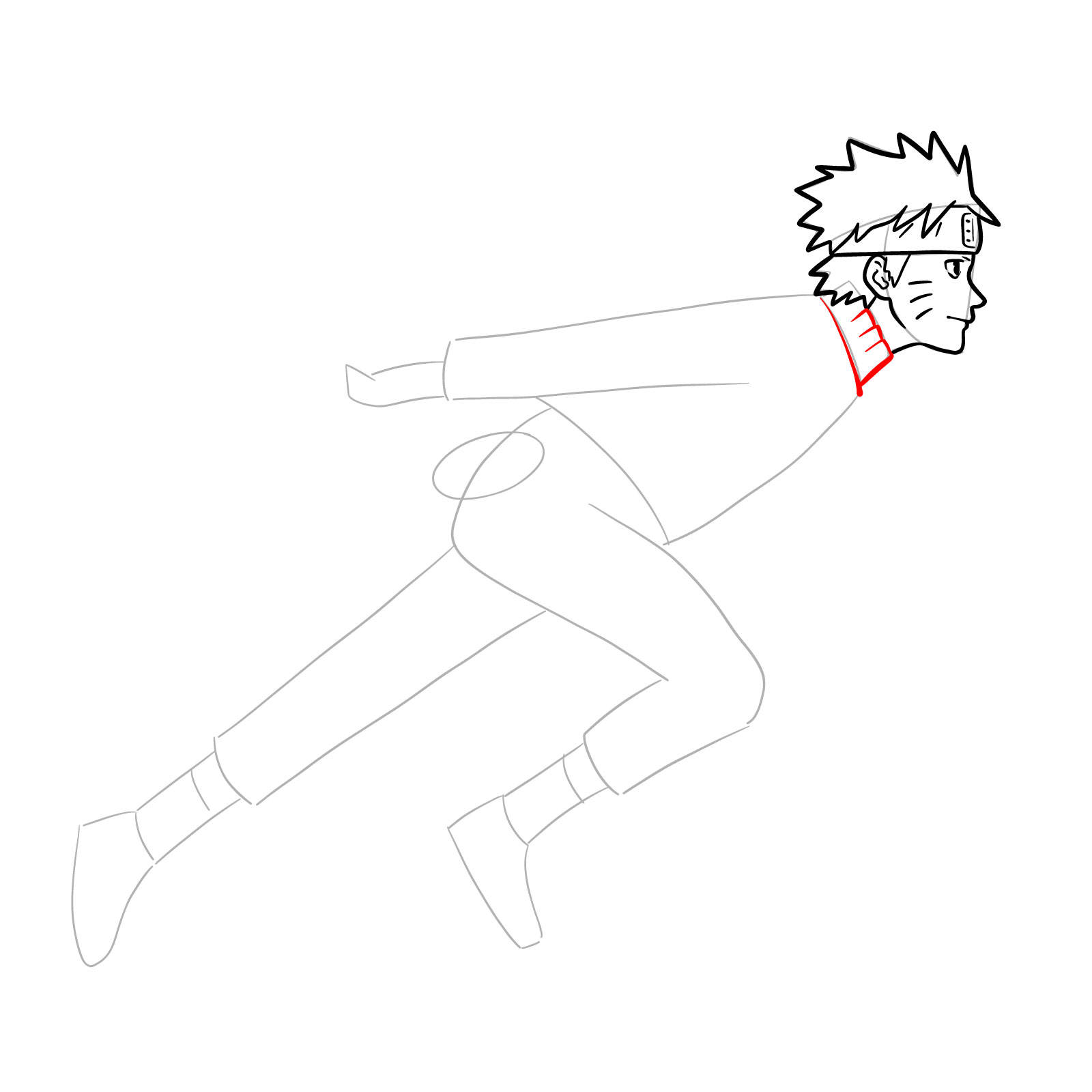 How to draw Naruto running - step 14