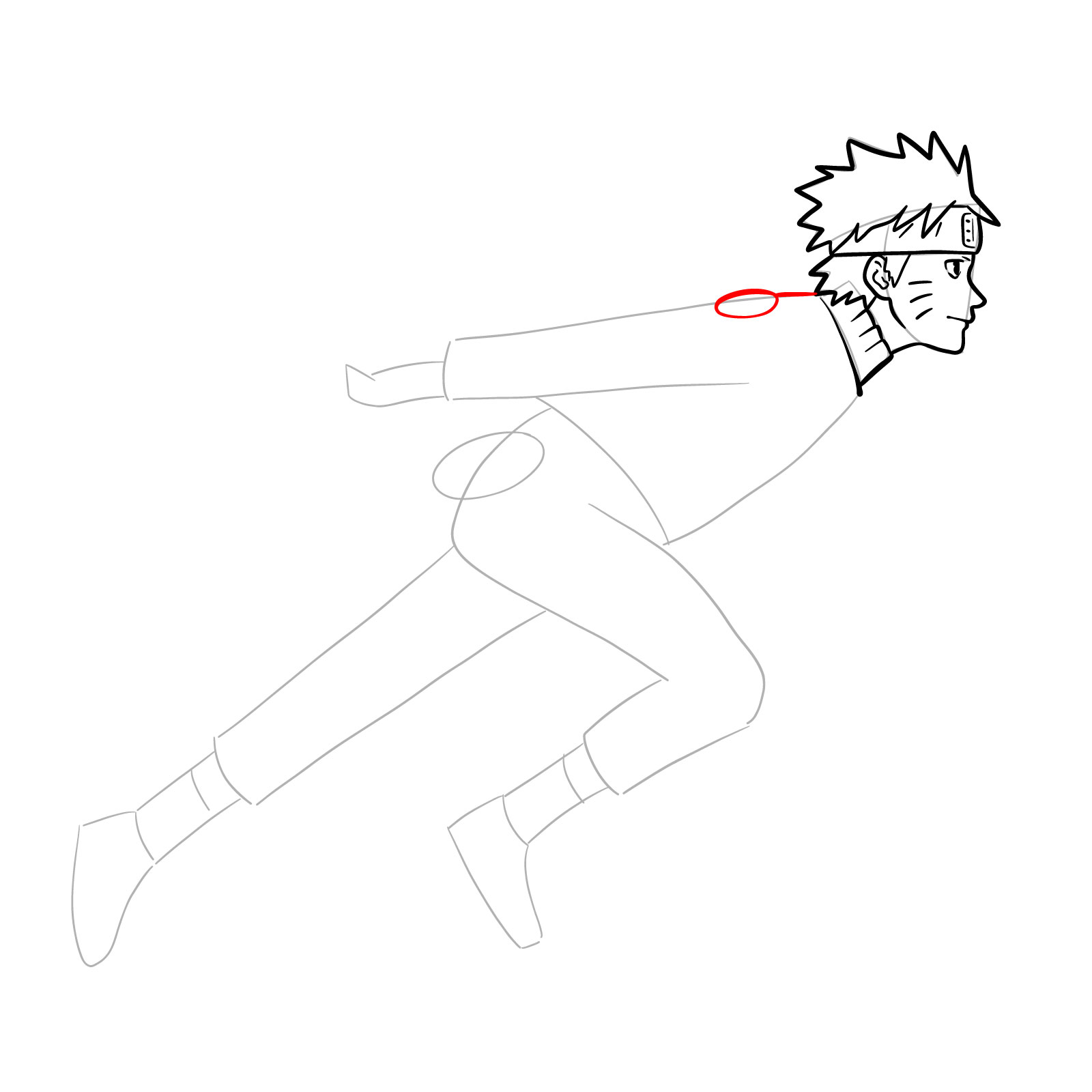 How to draw Naruto running - step 15