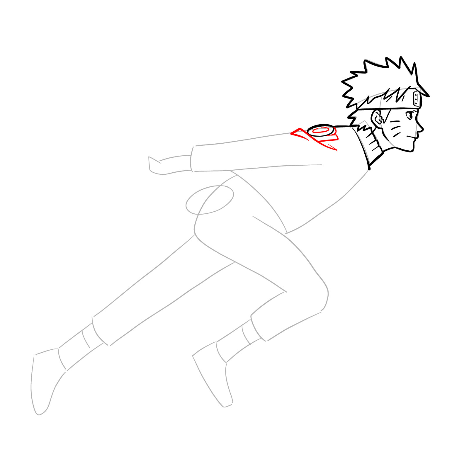 How to draw Naruto running - step 16
