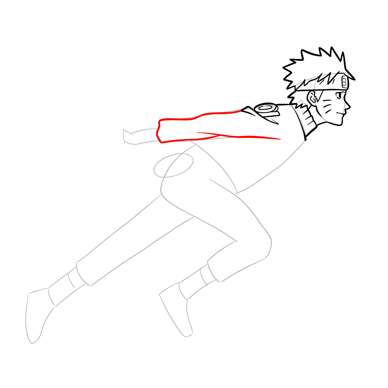 How to draw Naruto running - step 17