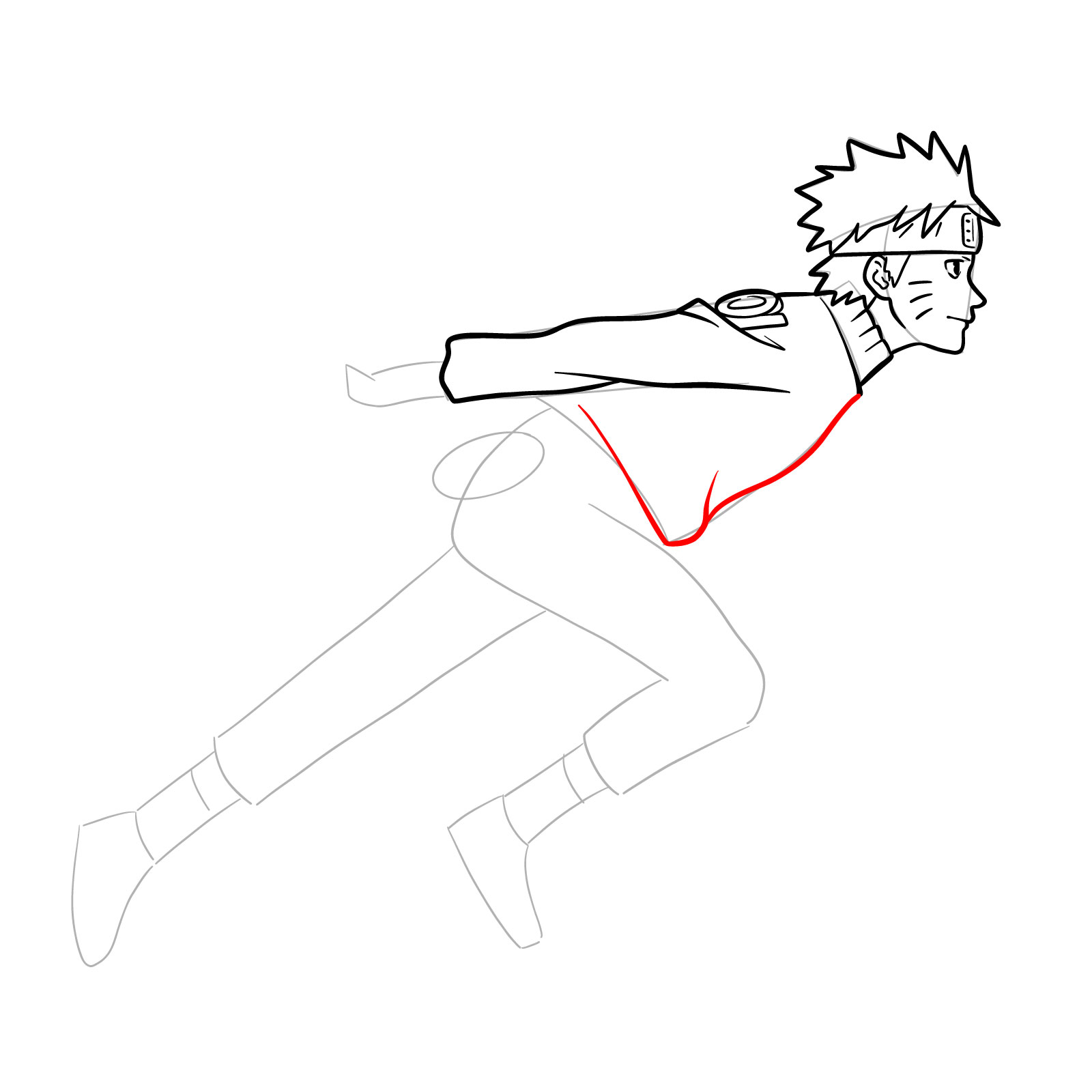 How to draw Naruto running - step 18
