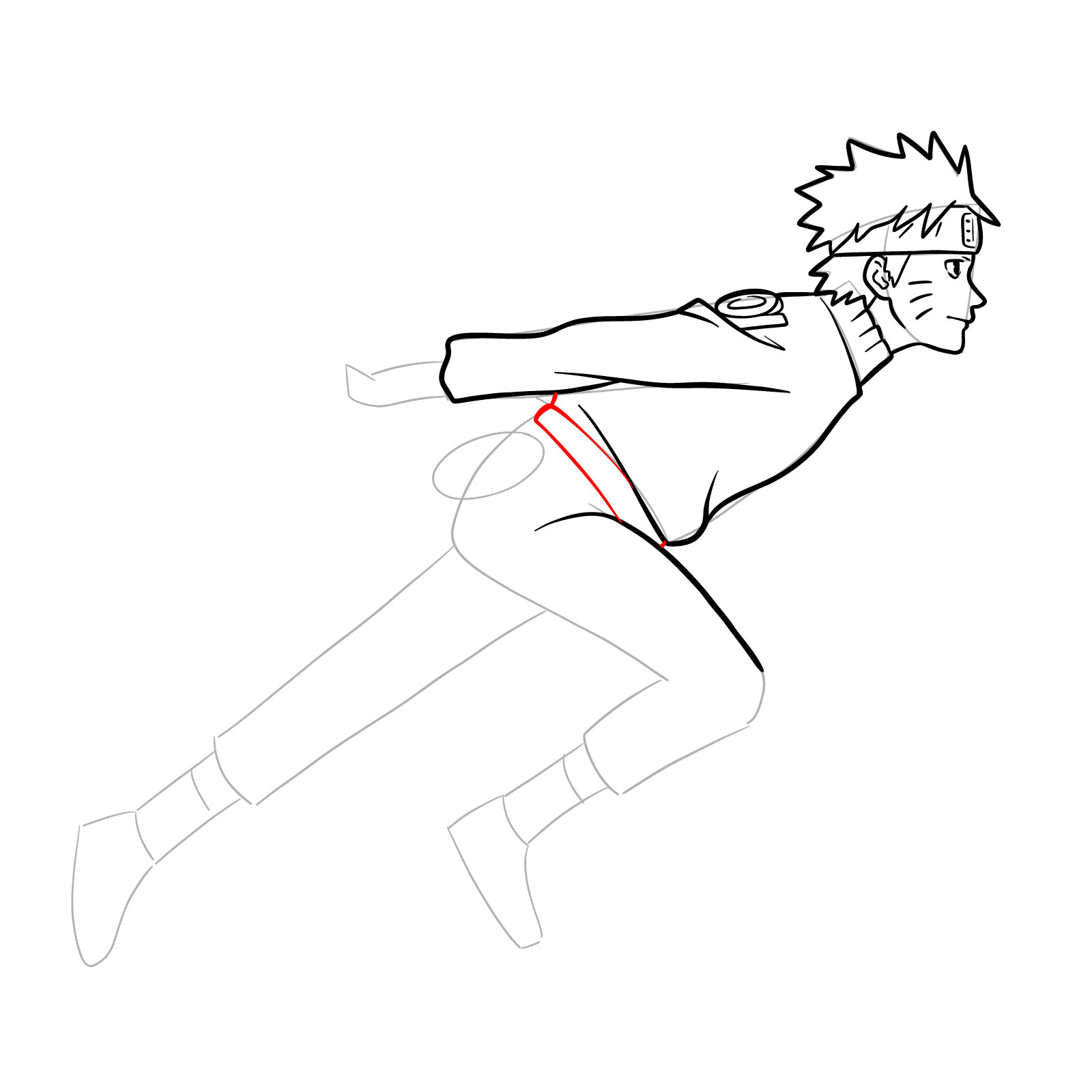 How to draw Naruto running - step 20