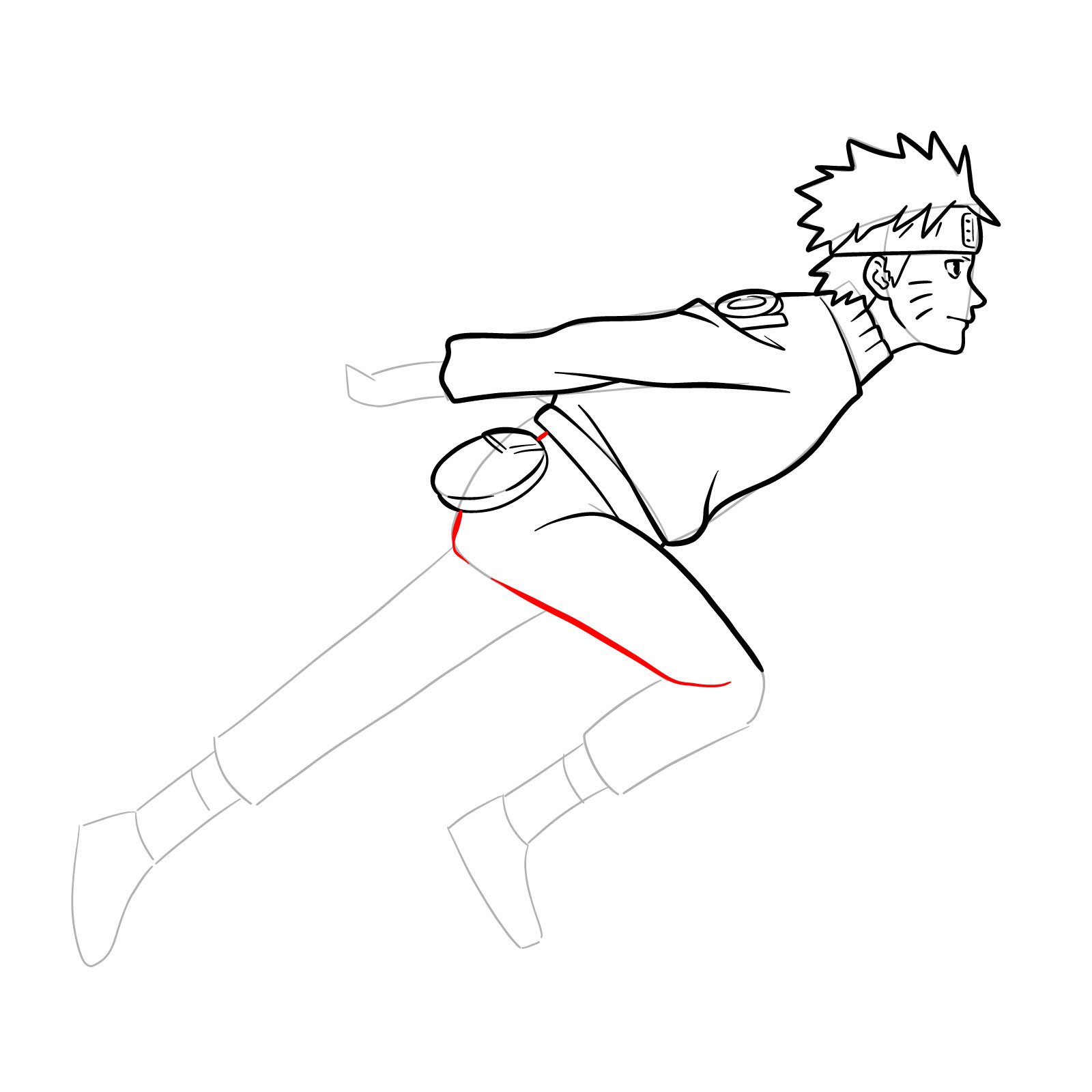 How to draw Naruto running - step 23