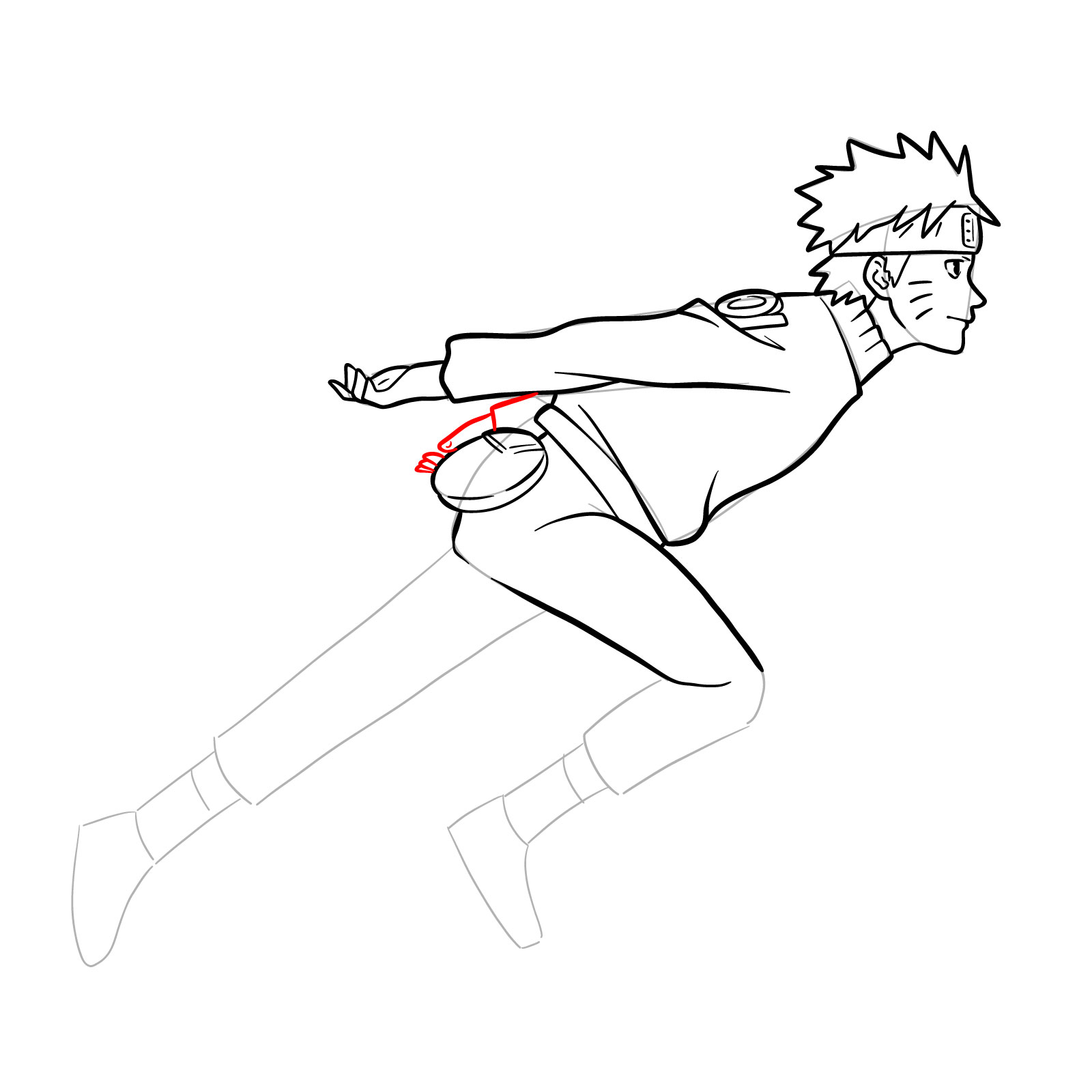 How to draw Naruto running - step 27
