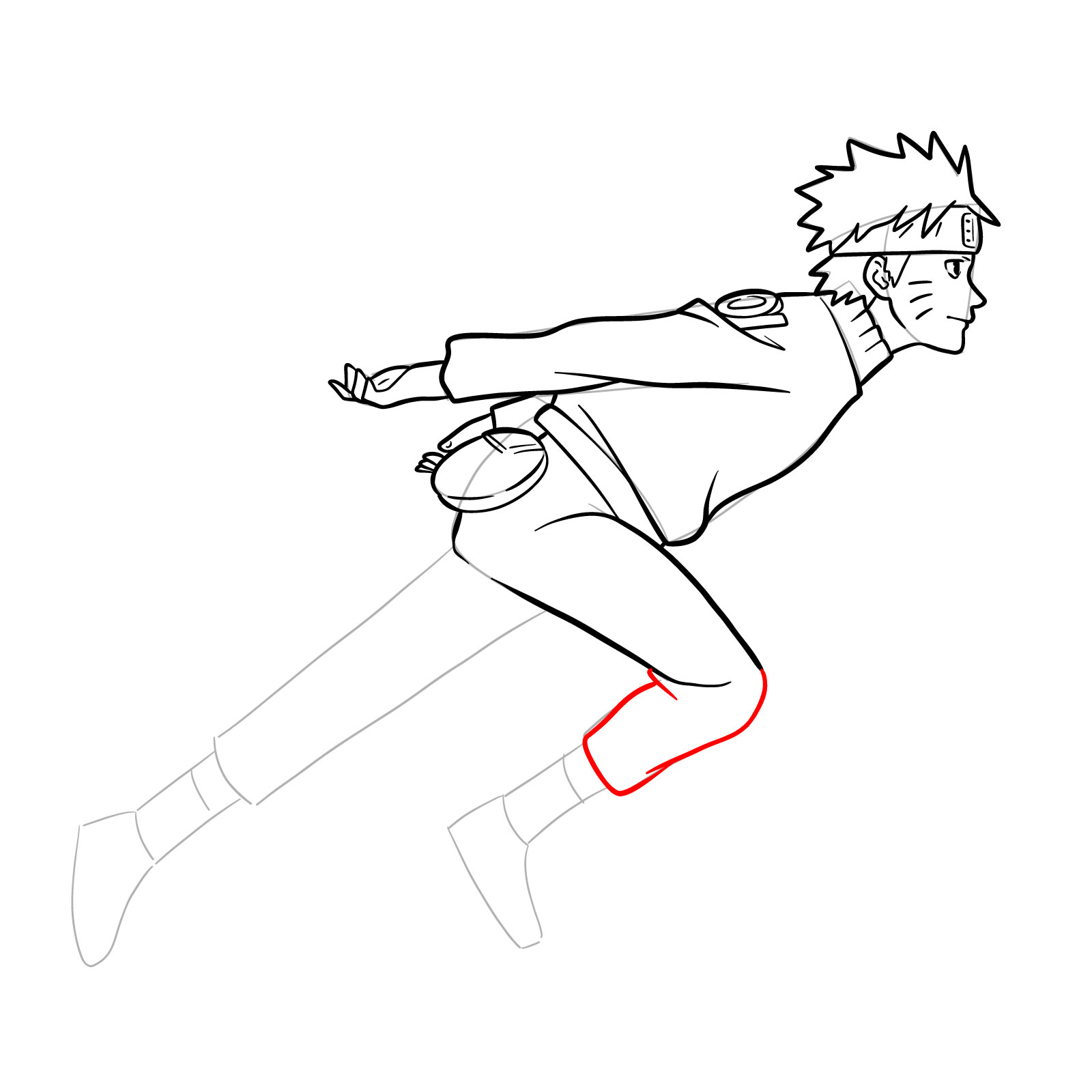 How to draw Naruto running - step 28