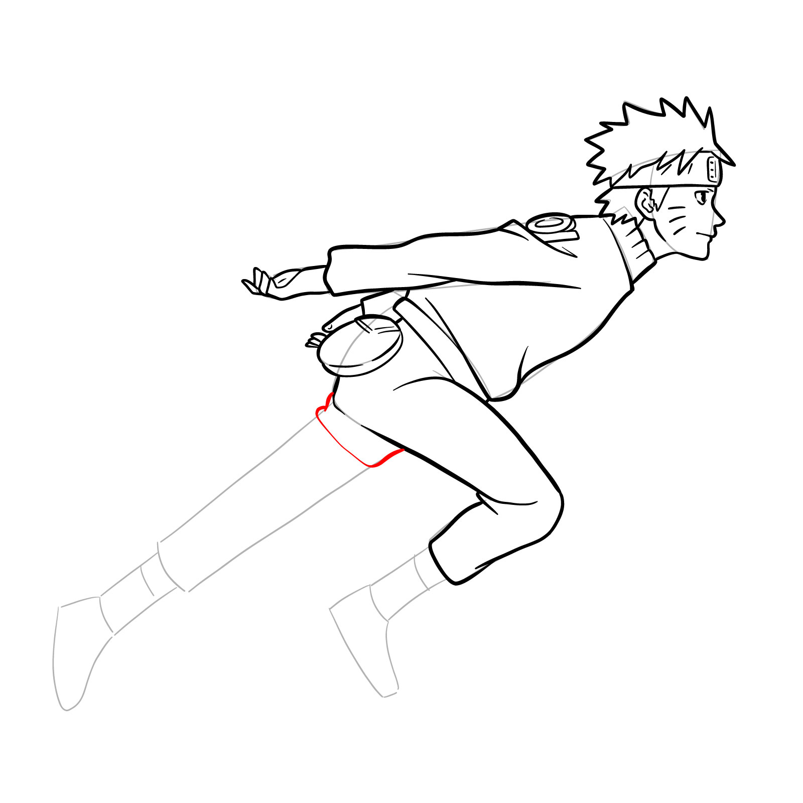 How to draw Naruto running - step 29