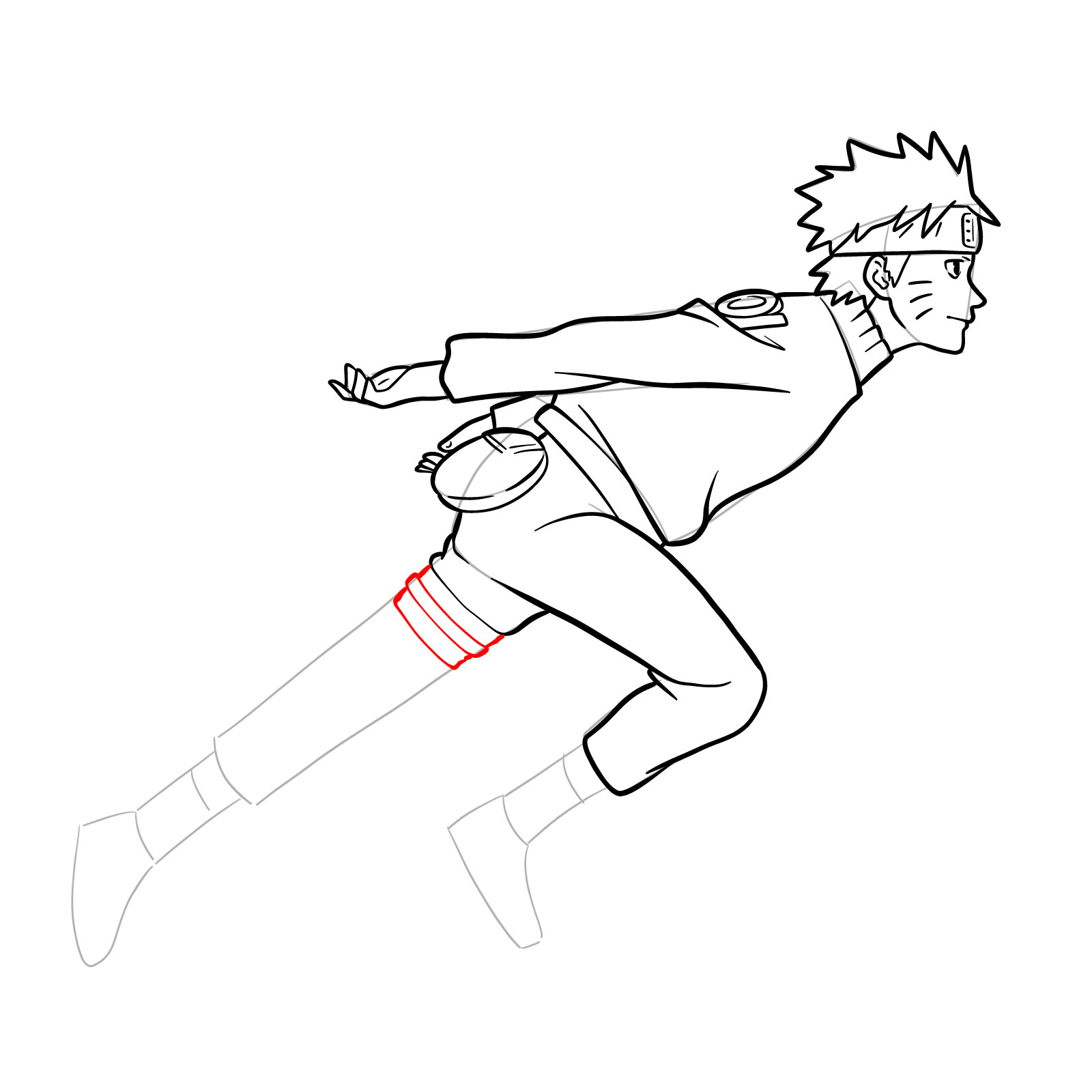How to draw Naruto running - step 30