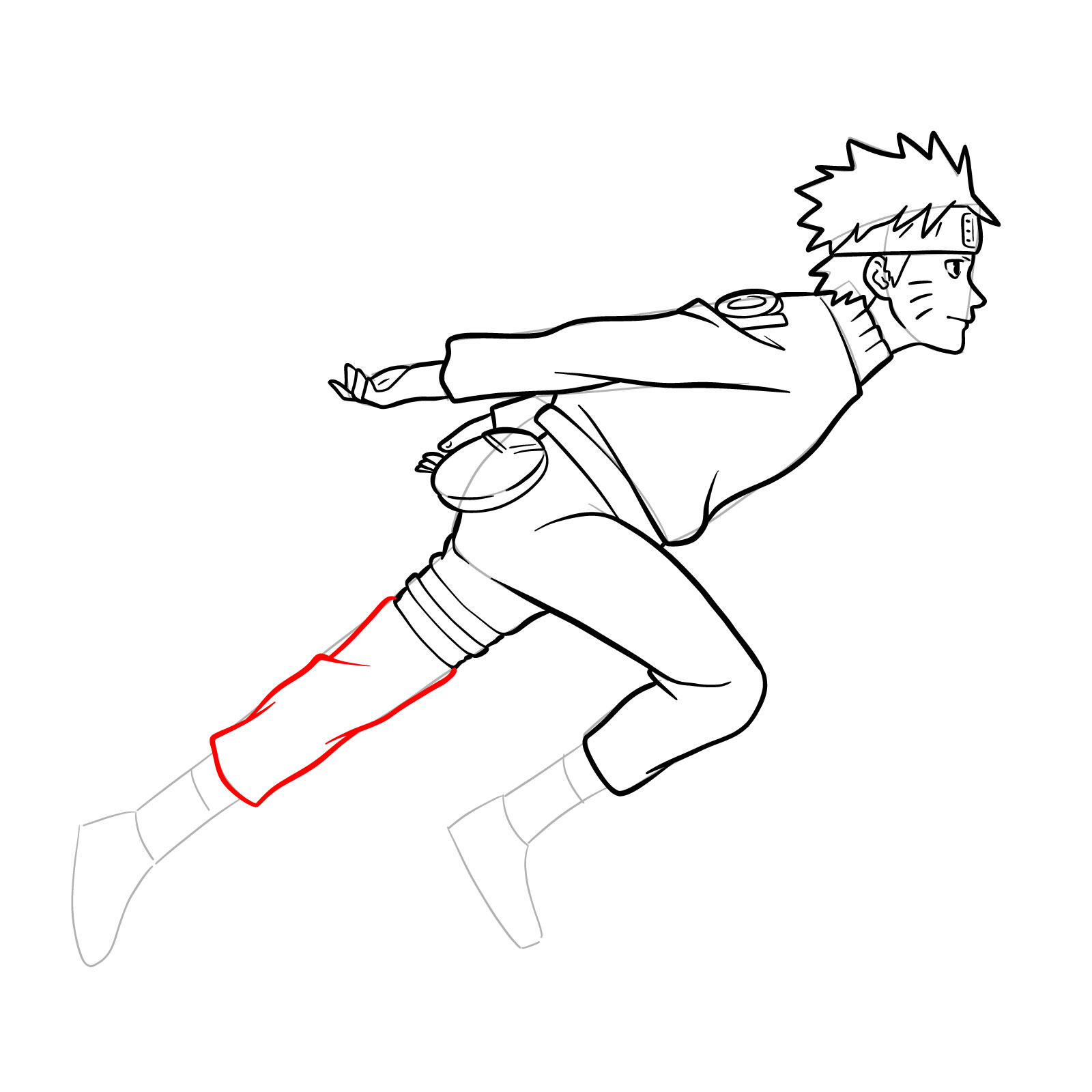 How to draw Naruto running - step 31