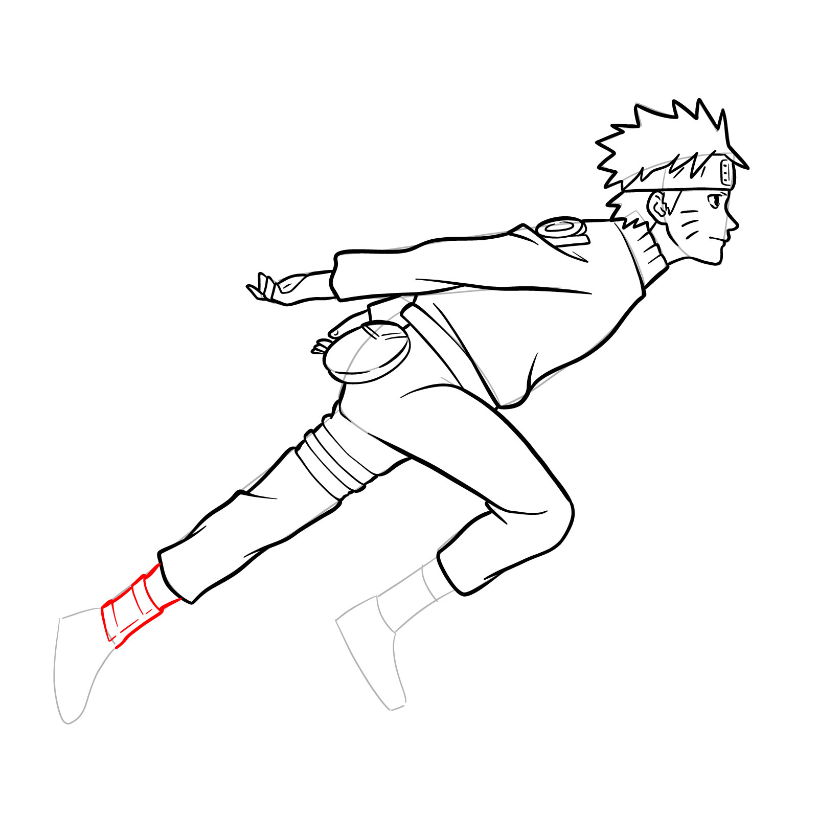 How to draw Naruto running - step 32