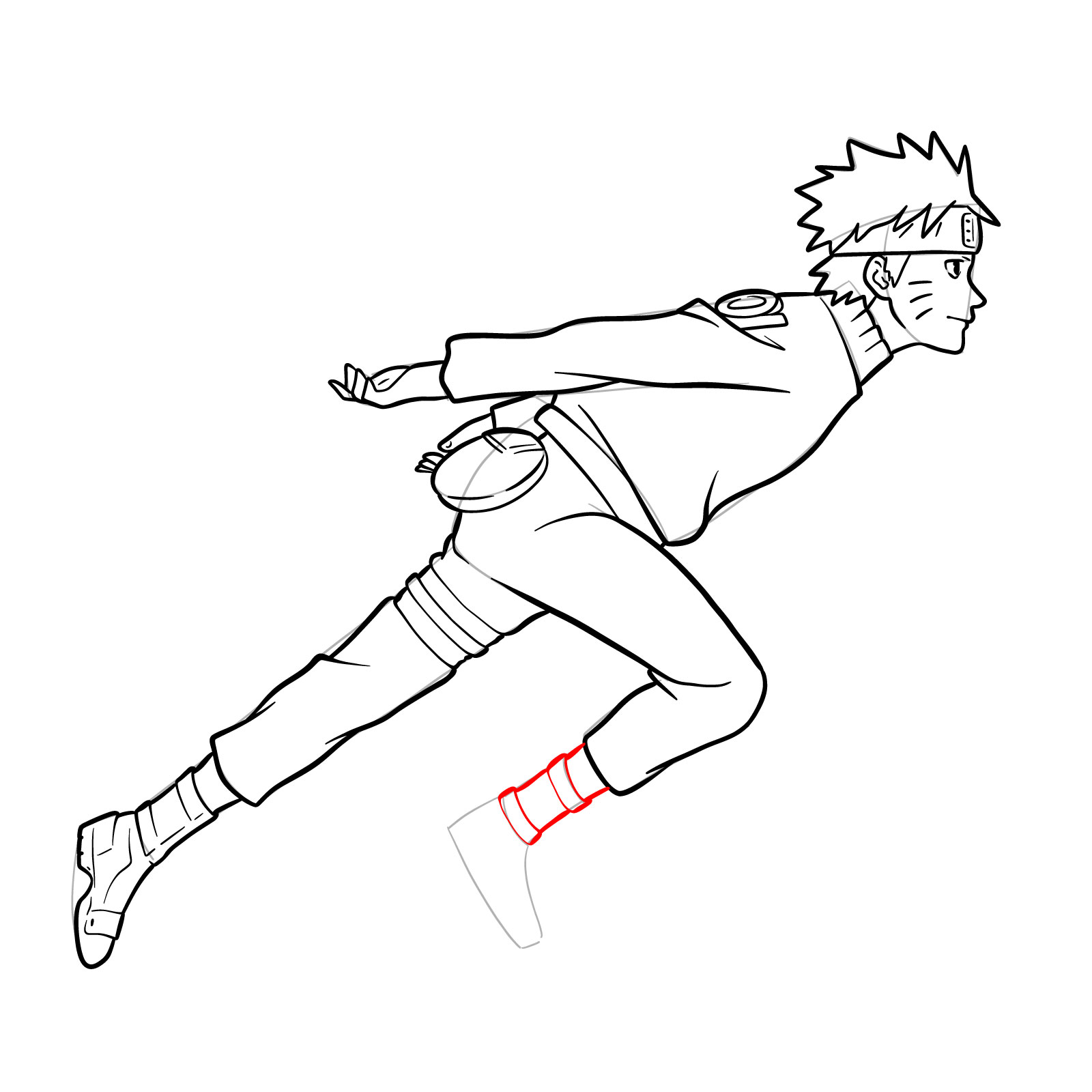 How to draw Naruto running - step 35