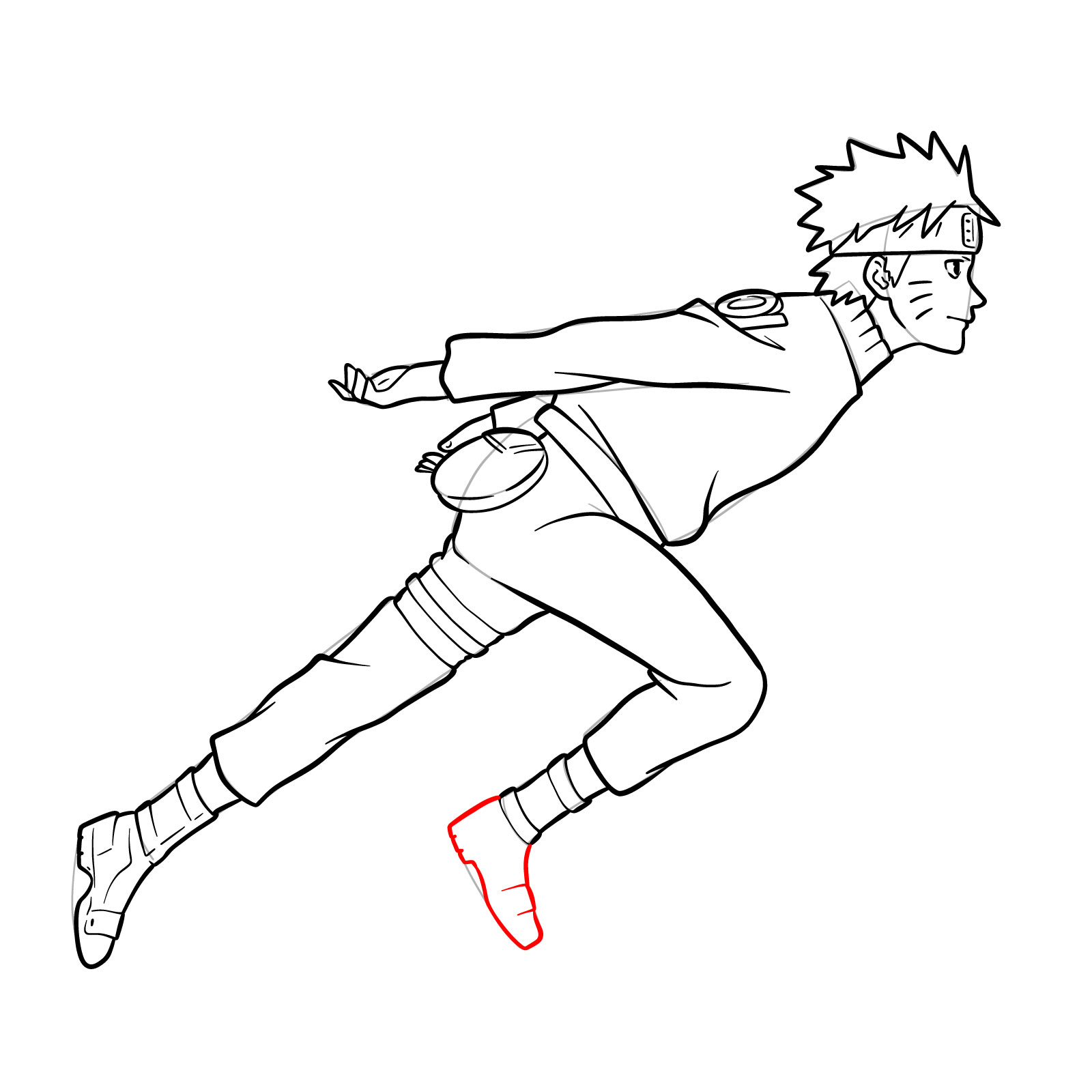 How to draw Naruto running - step 36