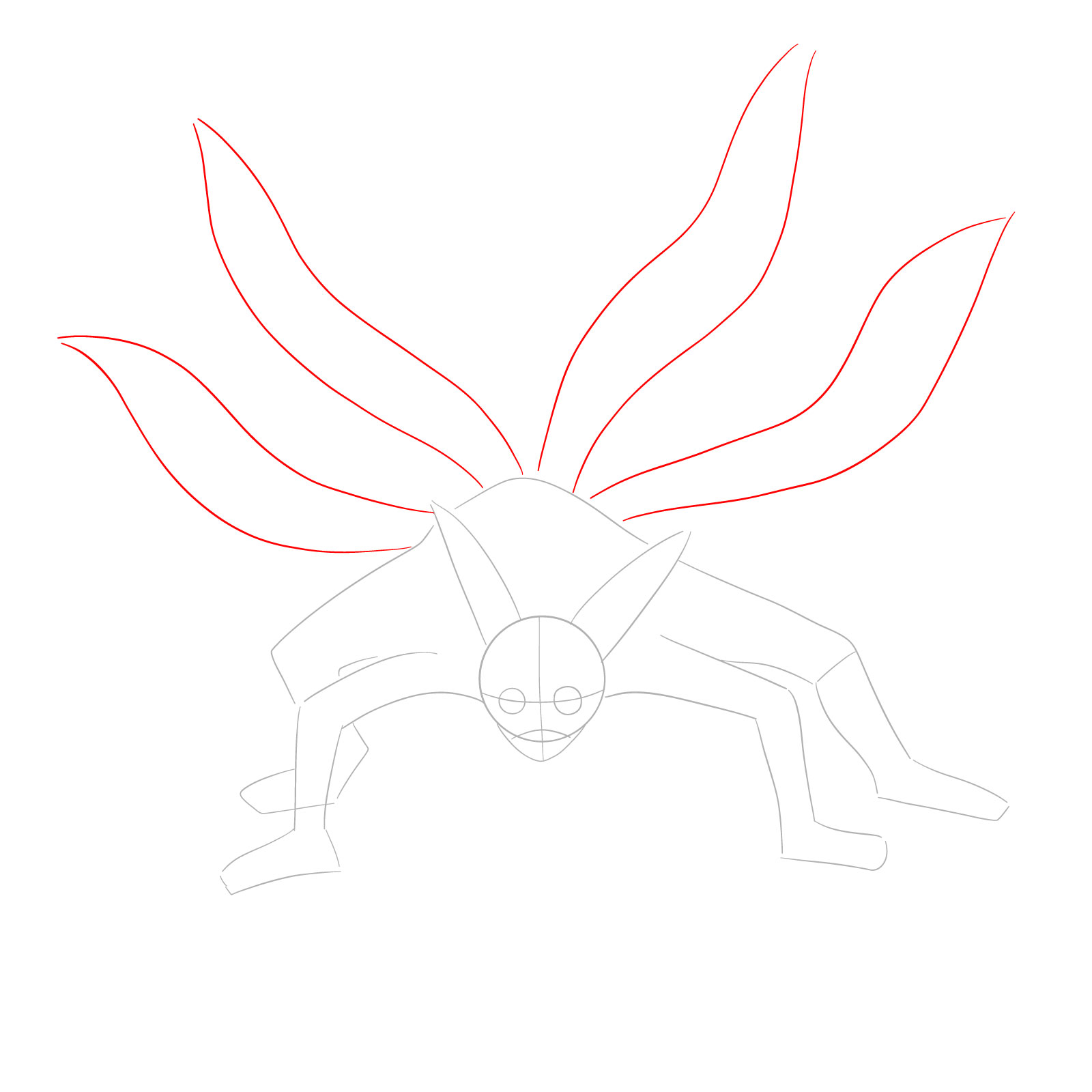 How to draw Naruto's Four-Tailed Form - step 03