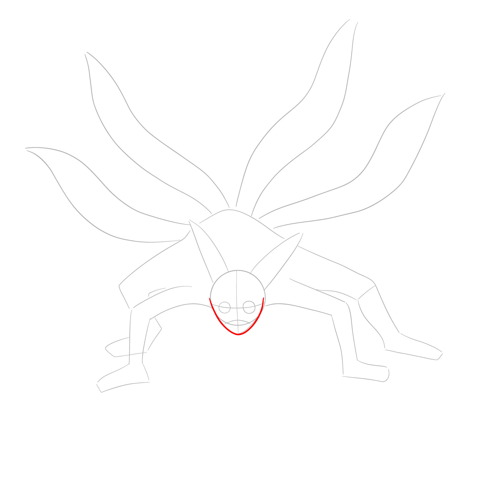 How to draw Naruto's Four-Tailed Form - step 04