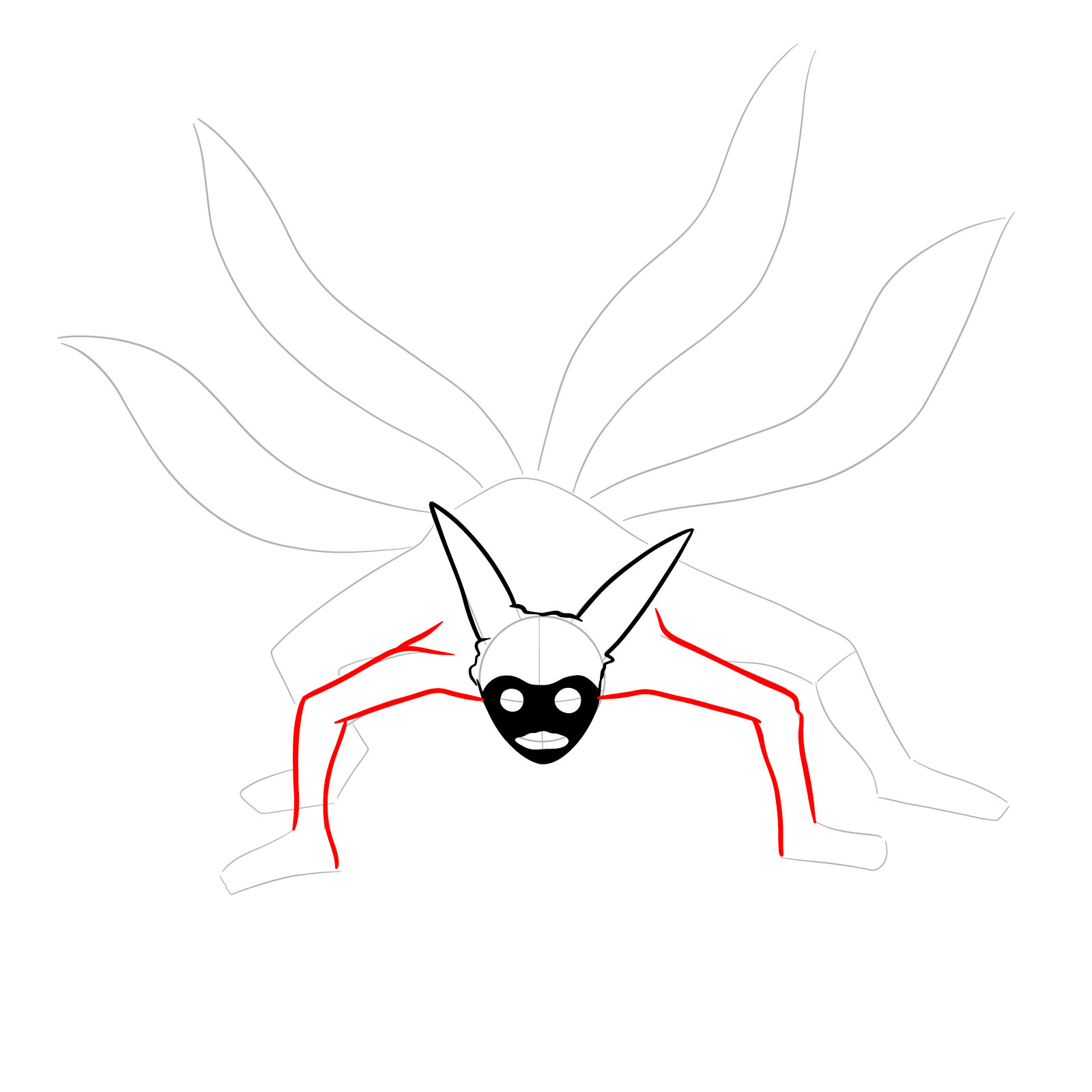 How to draw Naruto's Four-Tailed Form - step 08