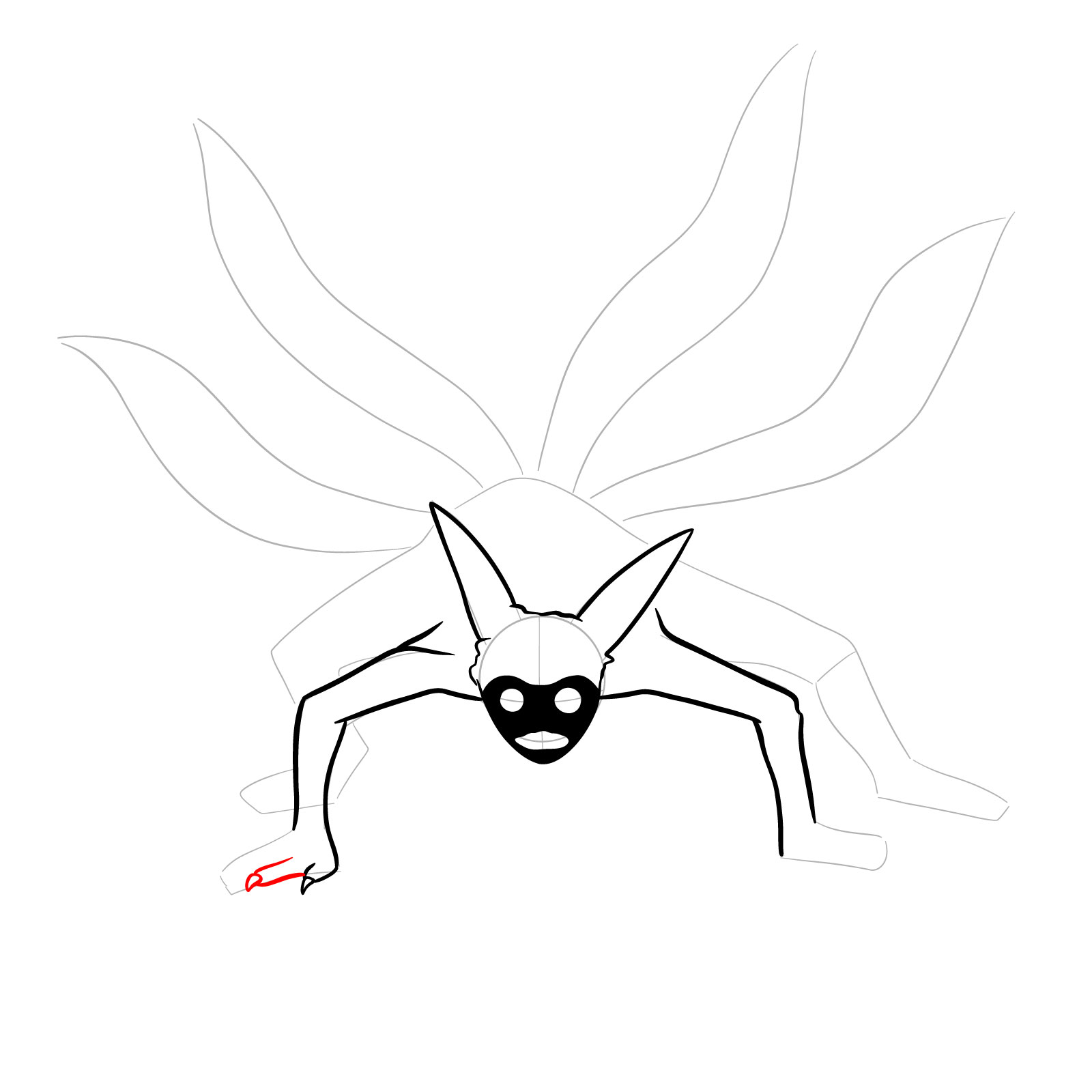 How to draw Naruto's Four-Tailed Form - step 10