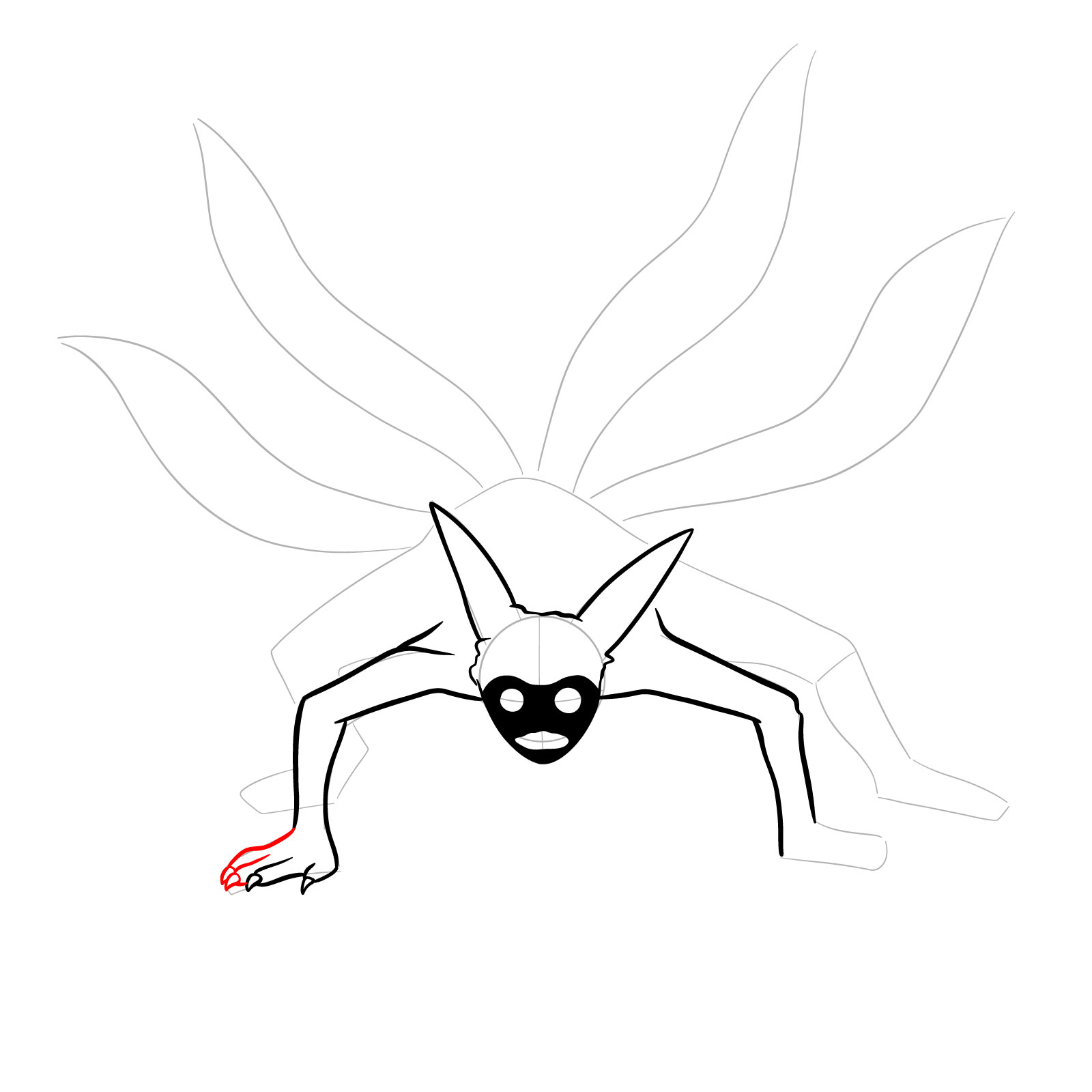 How to draw Naruto's Four-Tailed Form - step 11