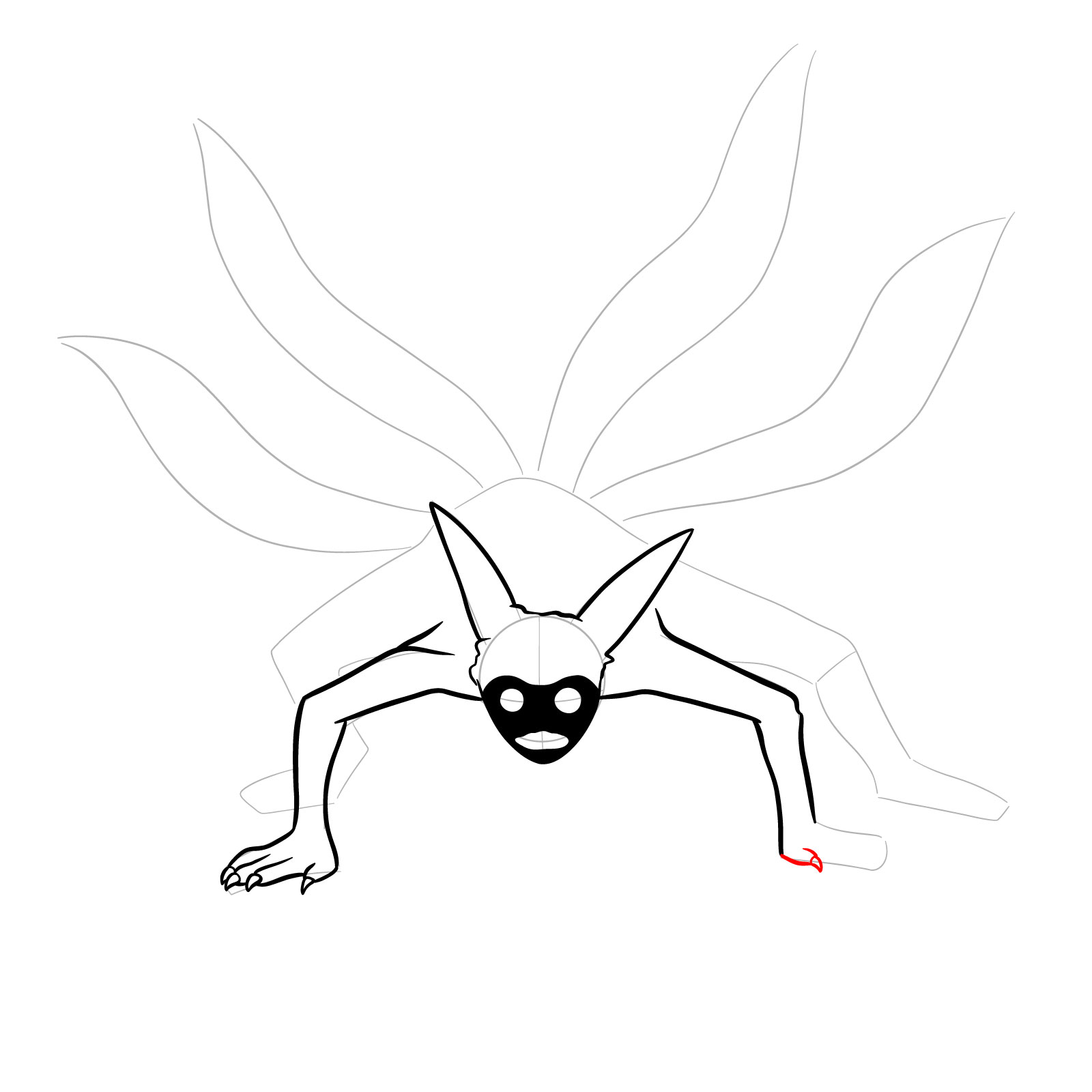 How to draw Naruto's Four-Tailed Form - step 12