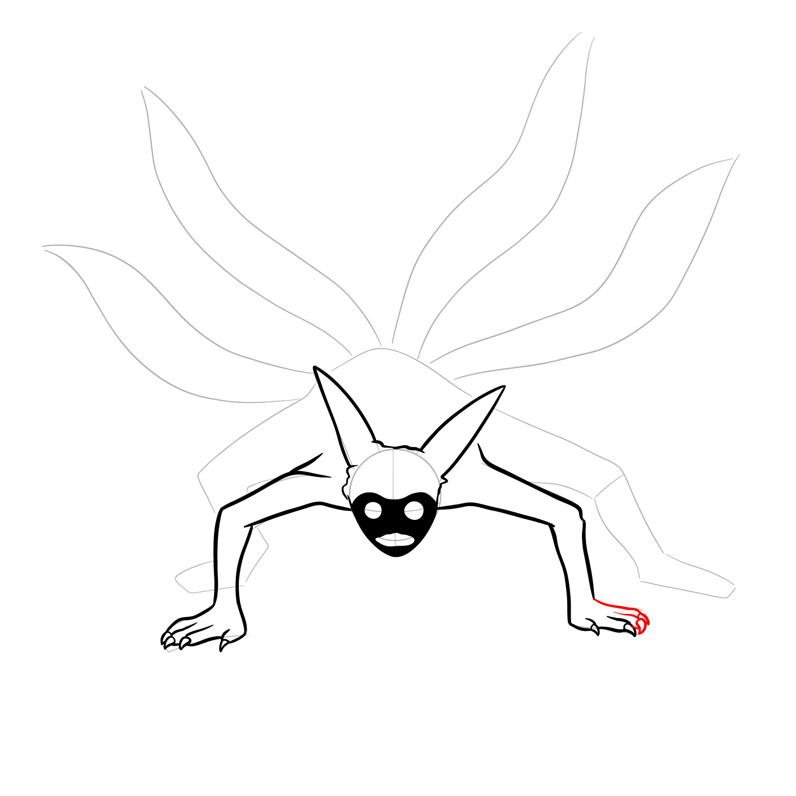 How to draw Naruto's Four-Tailed Form - step 14