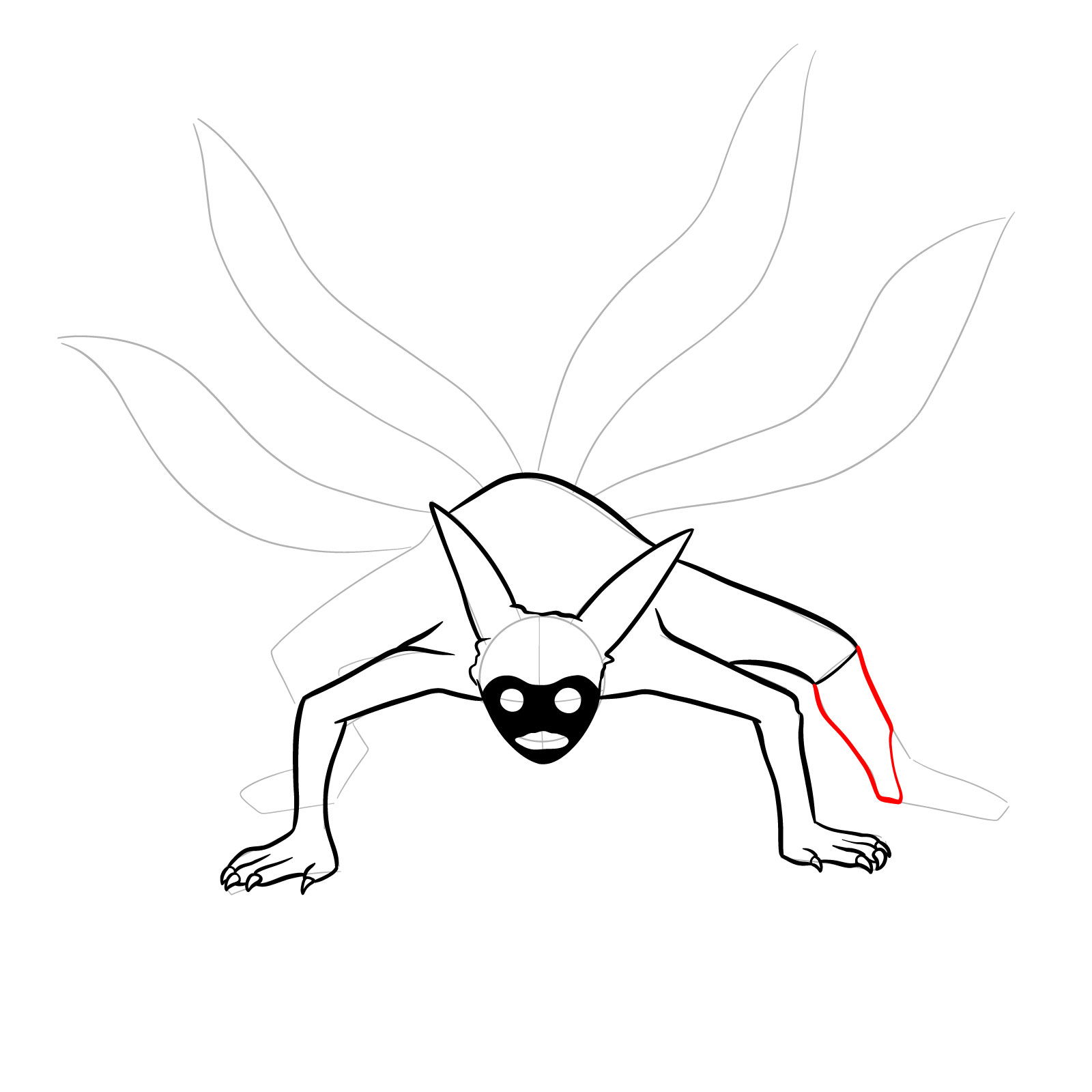 How to draw Naruto's Four-Tailed Form - step 17