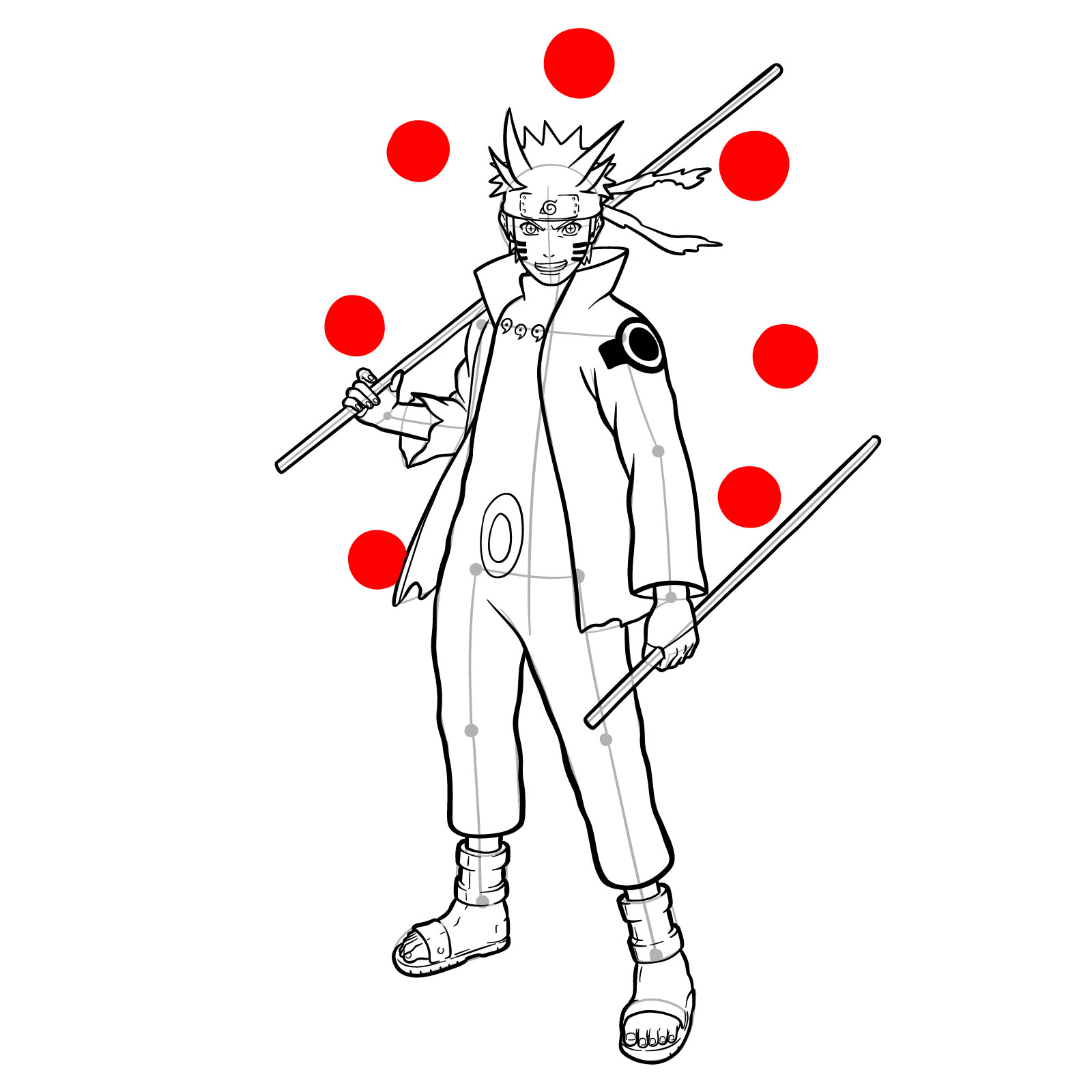 How to draw Naruto Six Paths Senjutsu Mode - step 41