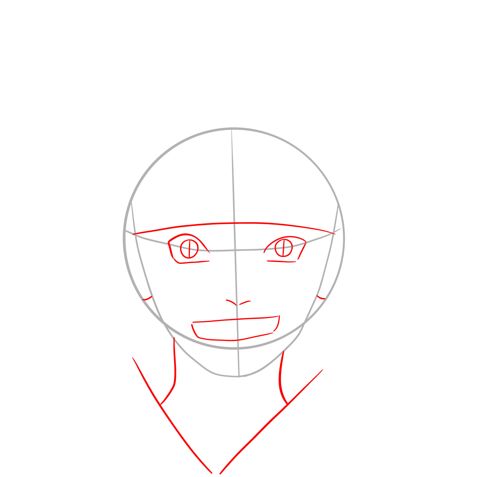 How to Draw Naruto's Face from Team 7 Manga - step 03