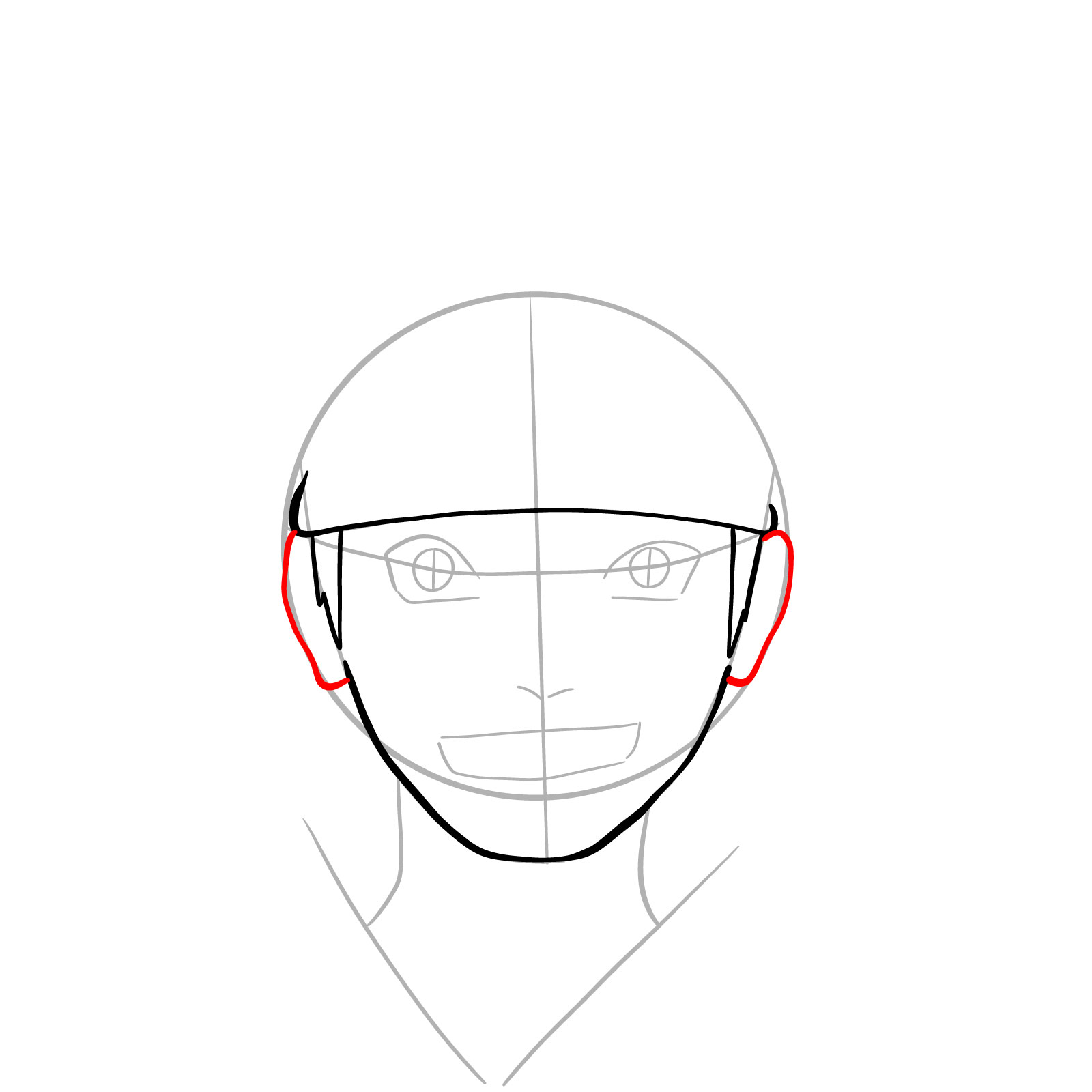 How to Draw Naruto's Face from Team 7 Manga - step 06