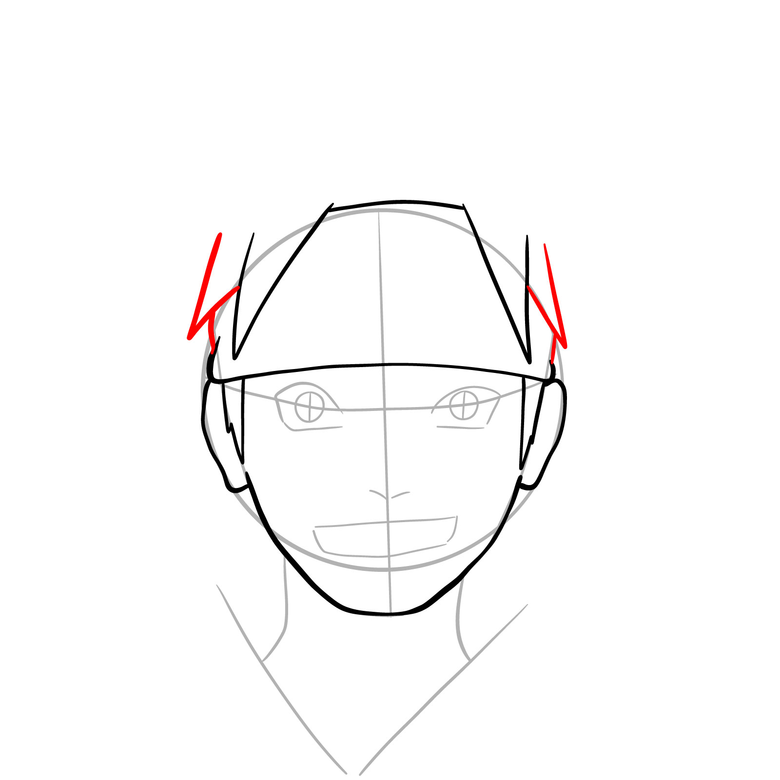 How to Draw Naruto's Face from Team 7 Manga - step 08
