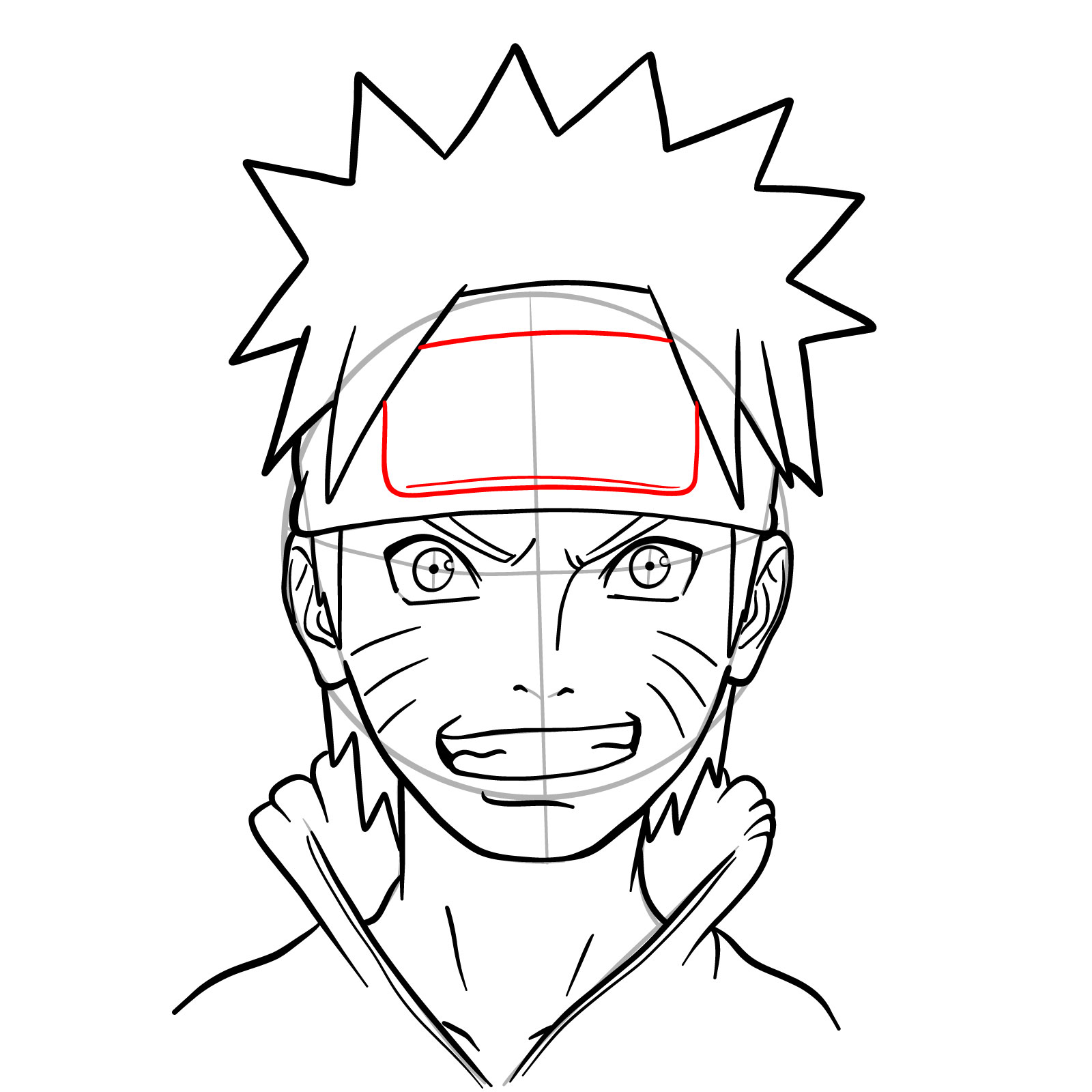 how to draw Naruto Uzumaki step-by-step using just a pencil