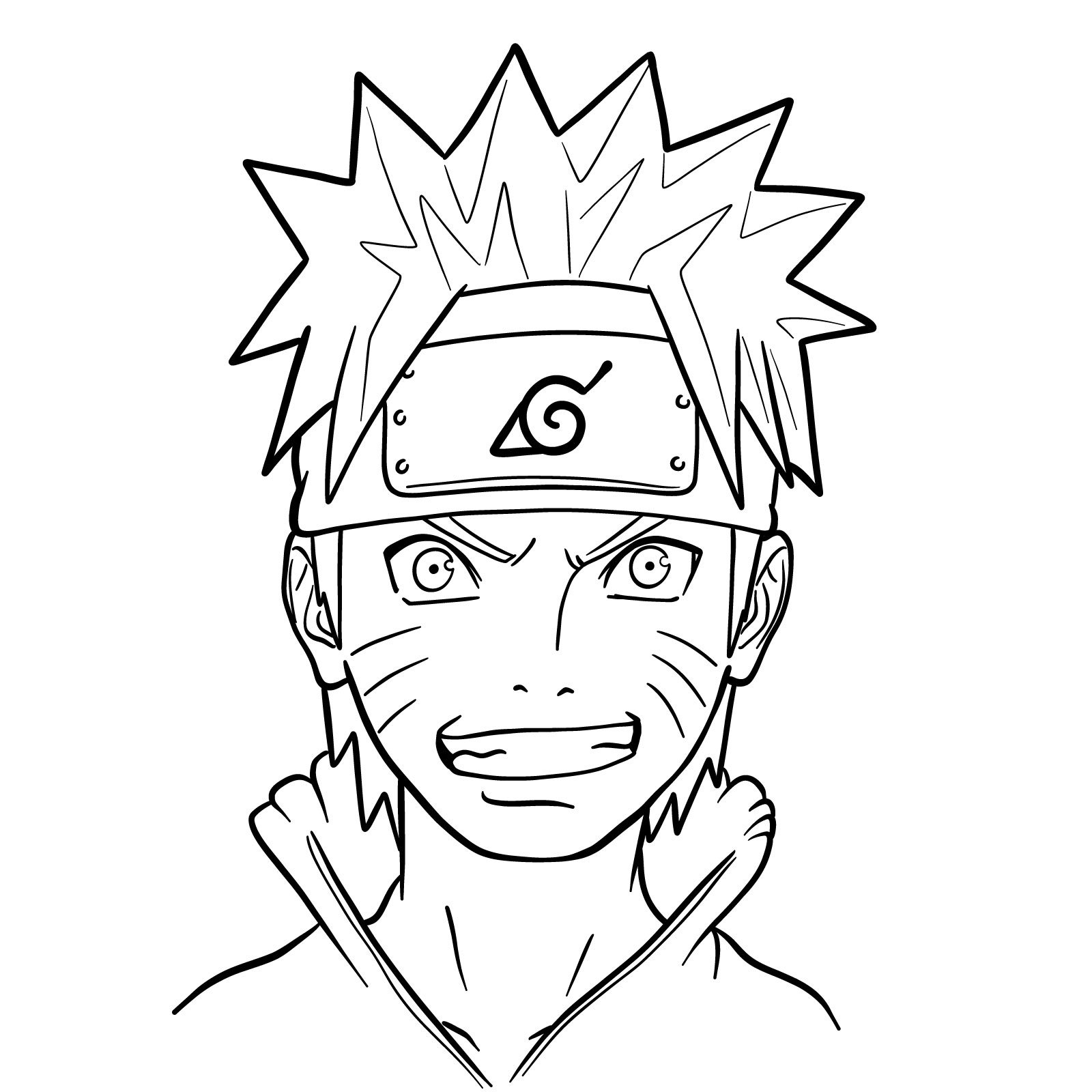 How to Draw Naruto's Face from Team 7 Manga - final step