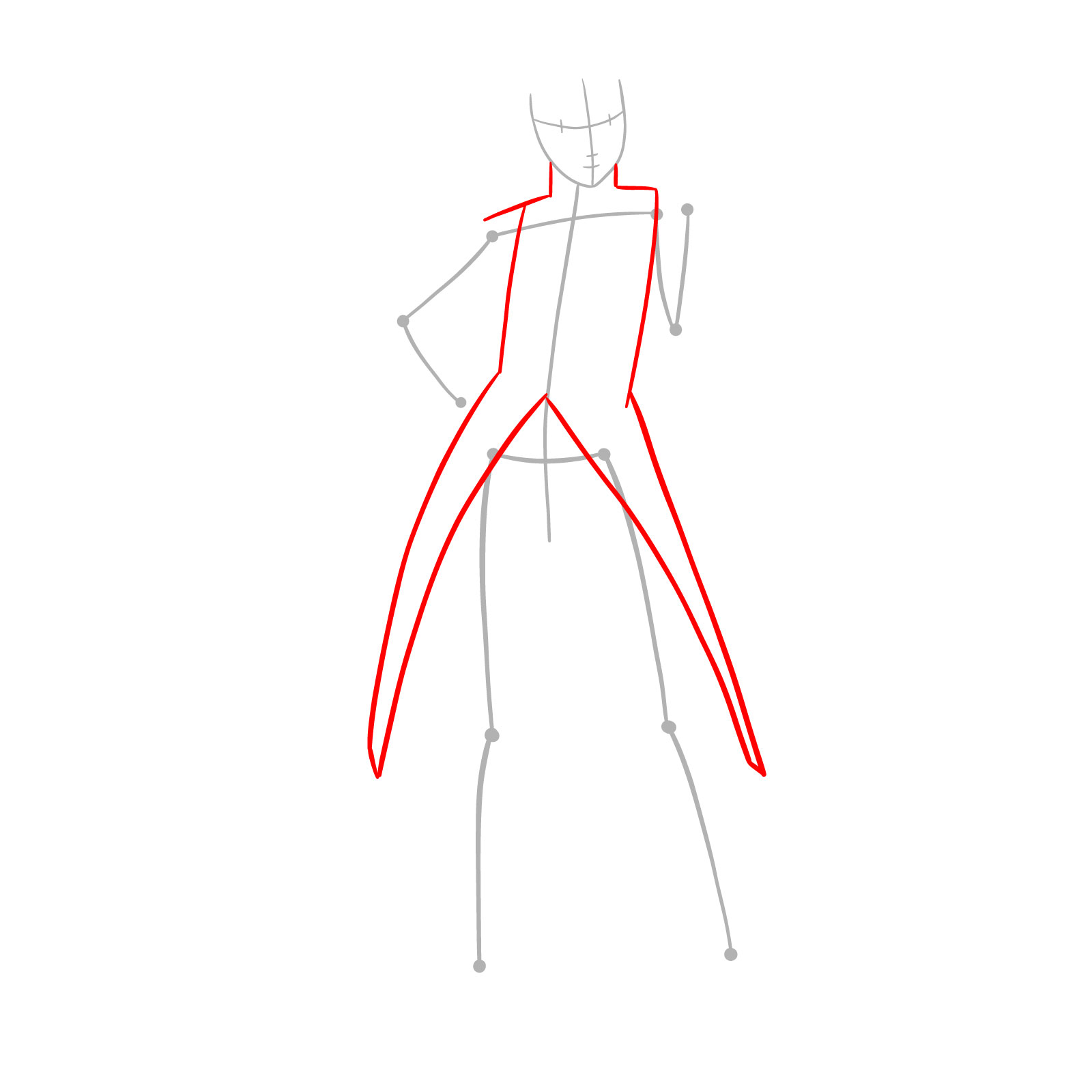 Sakura from Boruto full body drawing guide - step 02