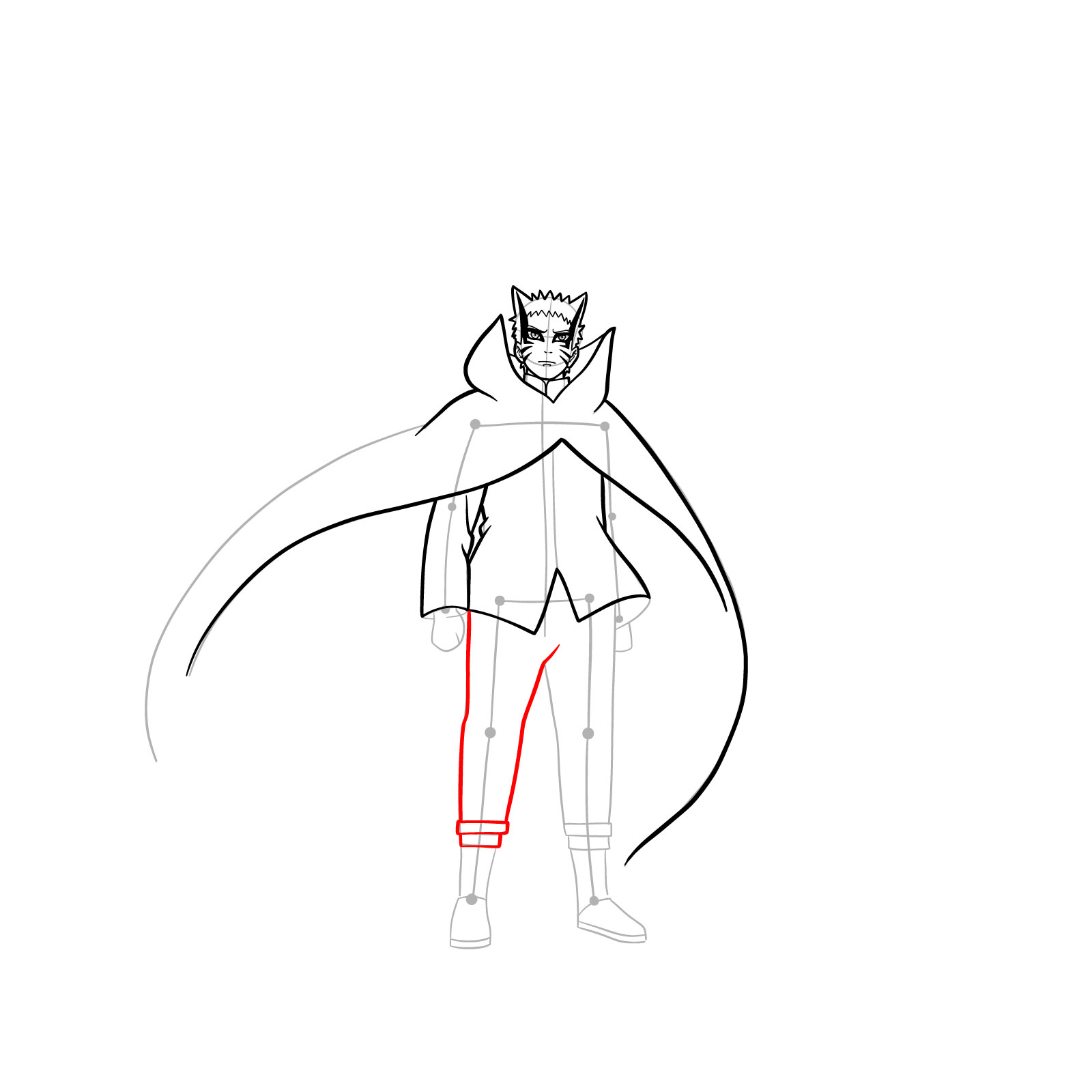 Drawing Naruto's right leg - step 18