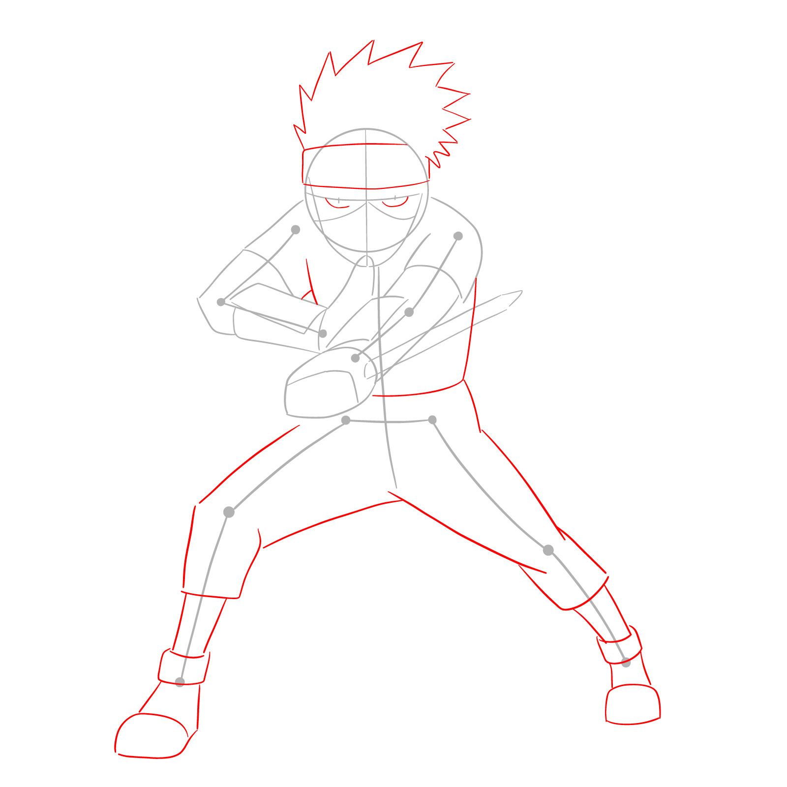 How to draw Young Kakashi from Naruto Shippuden Ultimate Ninja Storm Generations - step 03
