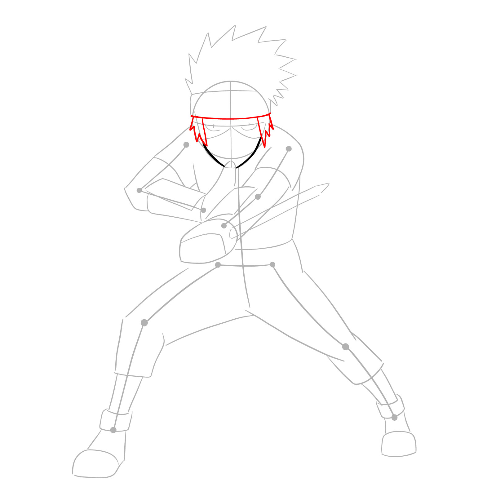 How to draw Young Kakashi from Naruto Shippuden Ultimate Ninja Storm Generations - step 05