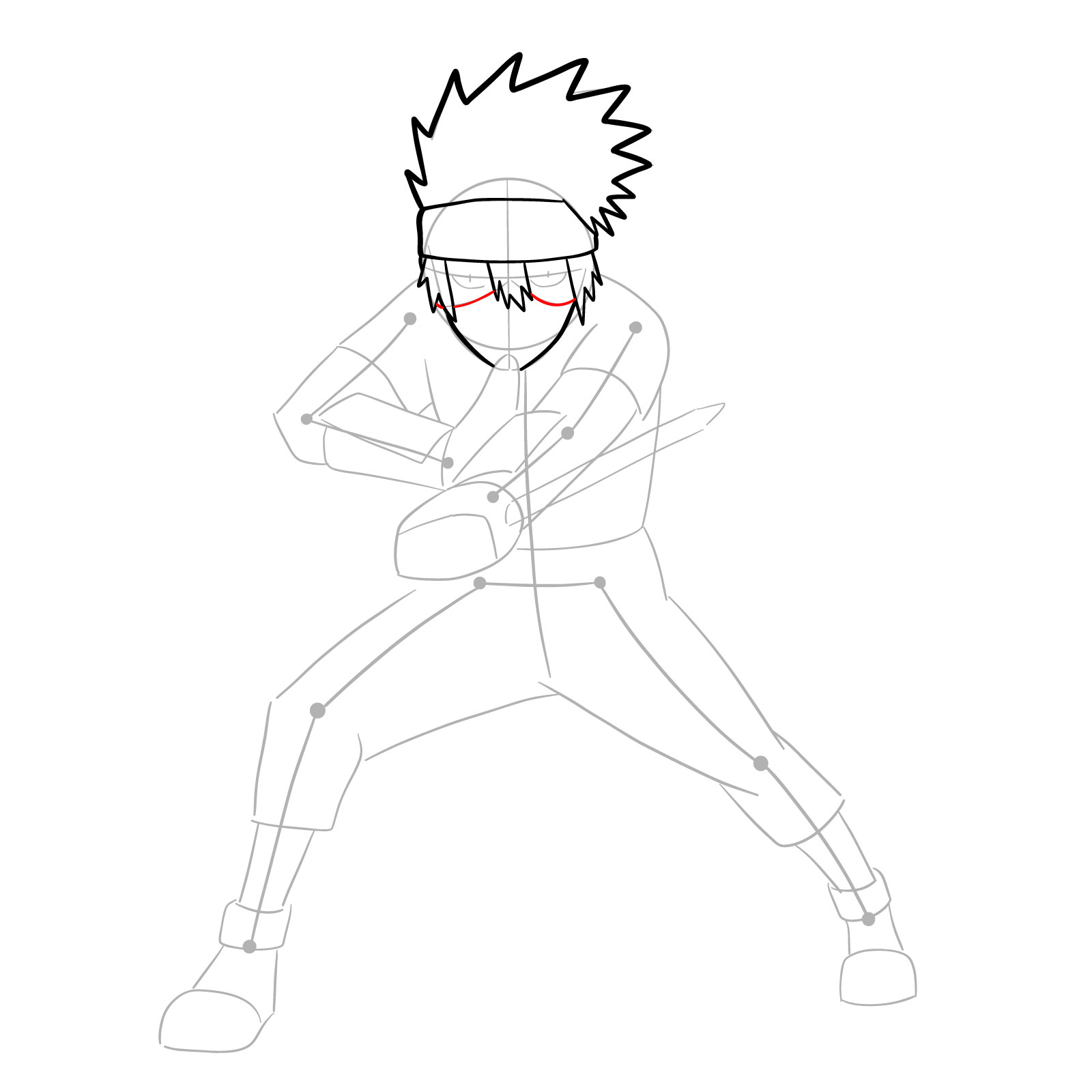 How to draw Young Kakashi from Naruto Shippuden Ultimate Ninja Storm Generations - step 09