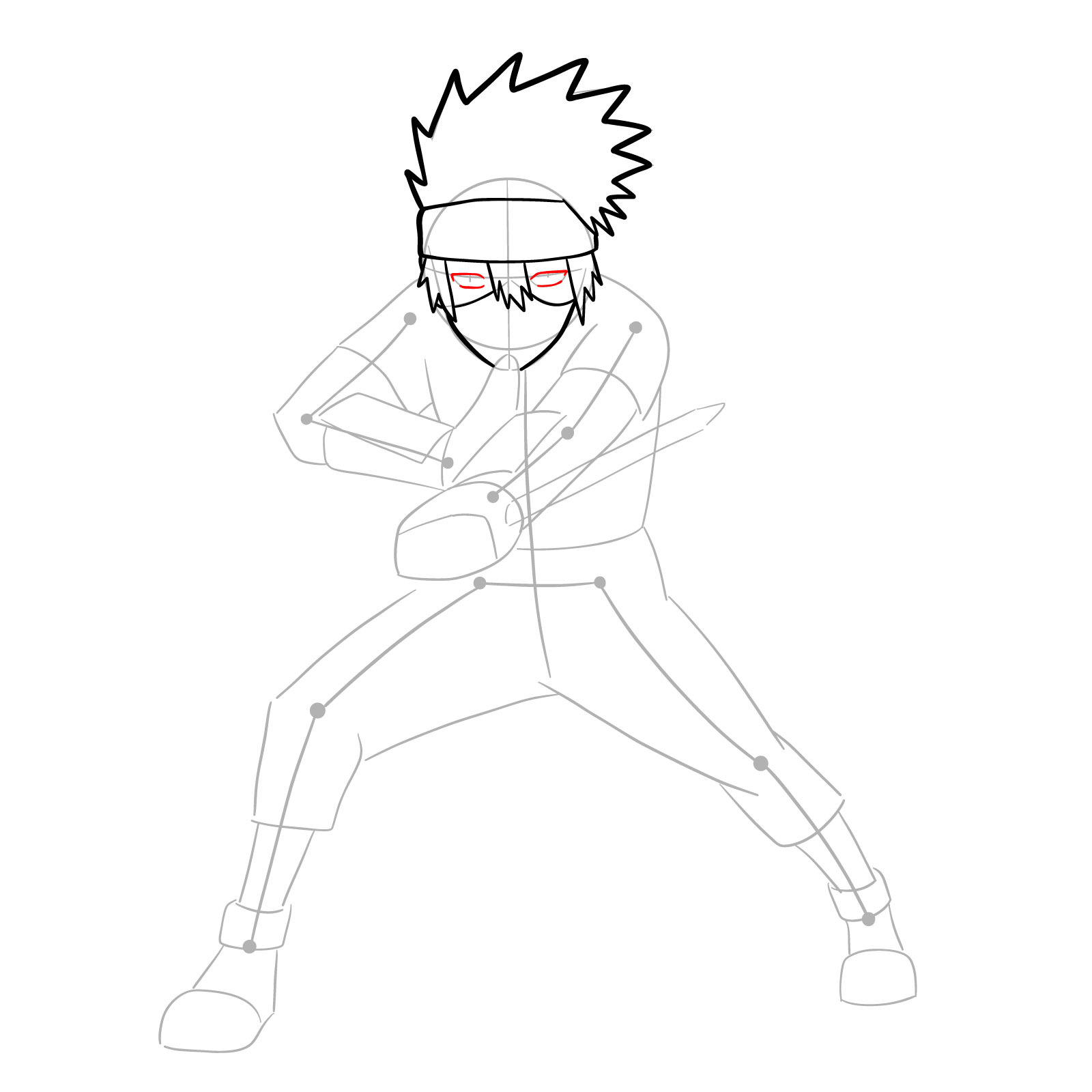 How to draw Young Kakashi from Naruto Shippuden Ultimate Ninja Storm Generations - step 10